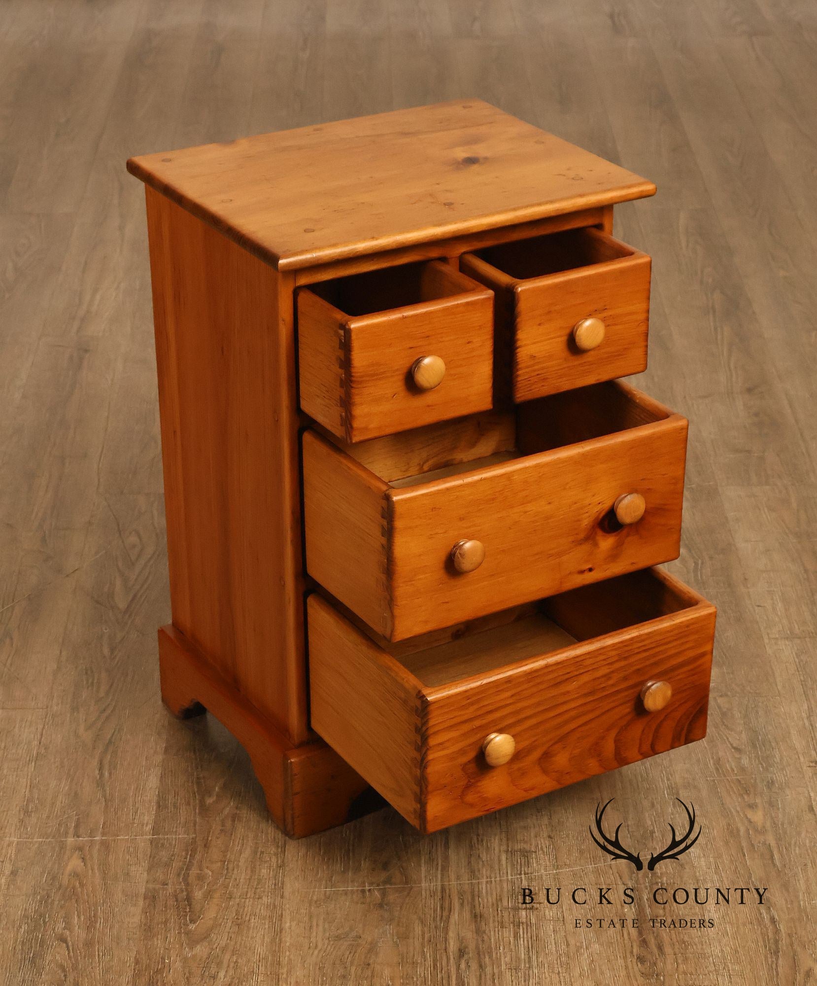 Rustic Pine Four-Drawer Nightstand