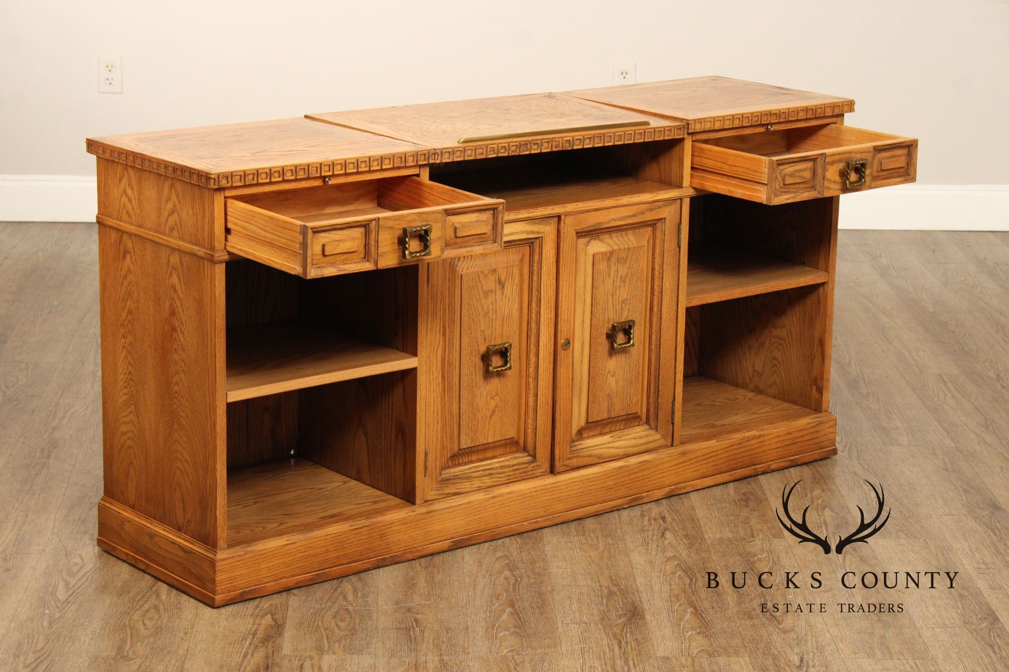 Romweber Viking Oak Bookcase Office Credenza