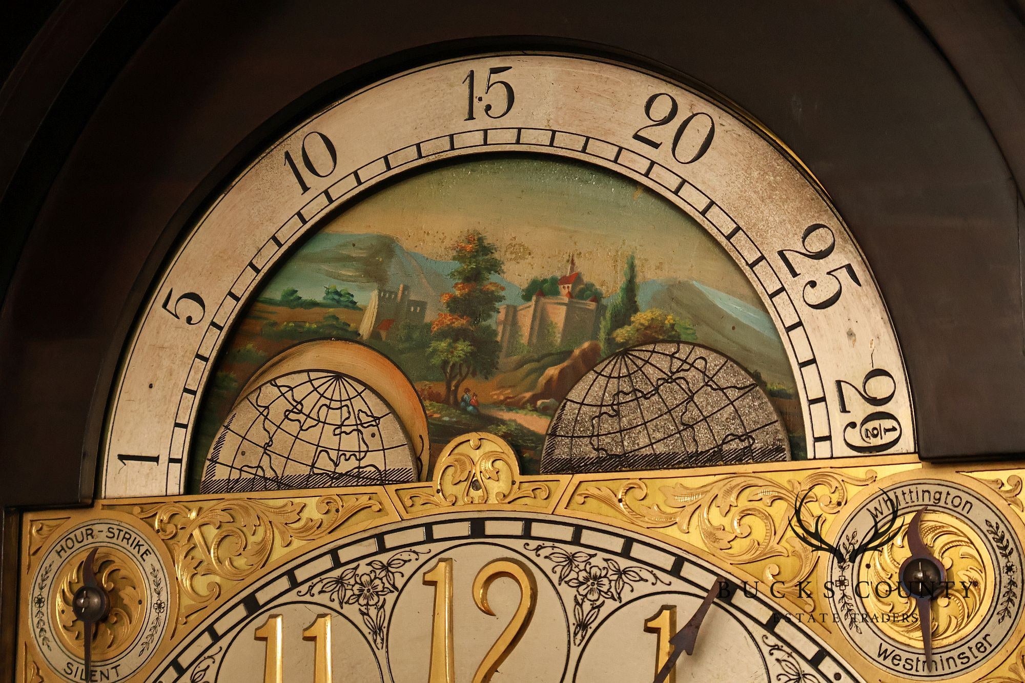 American Chime Clock Co Nine Tube Grandfather Clock with Moon Dial and Westminster Chime Movement