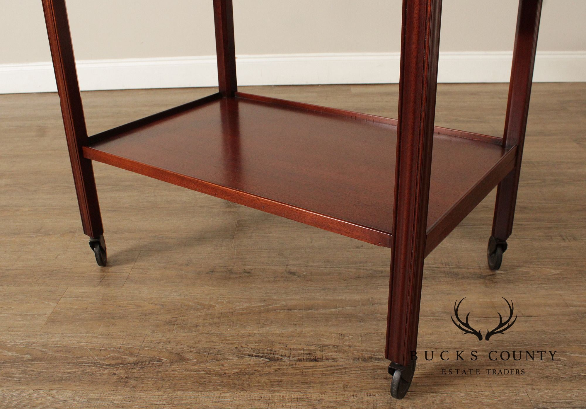 Chippendale Style Vintage Mahogany Butler's Tray Bar Cart