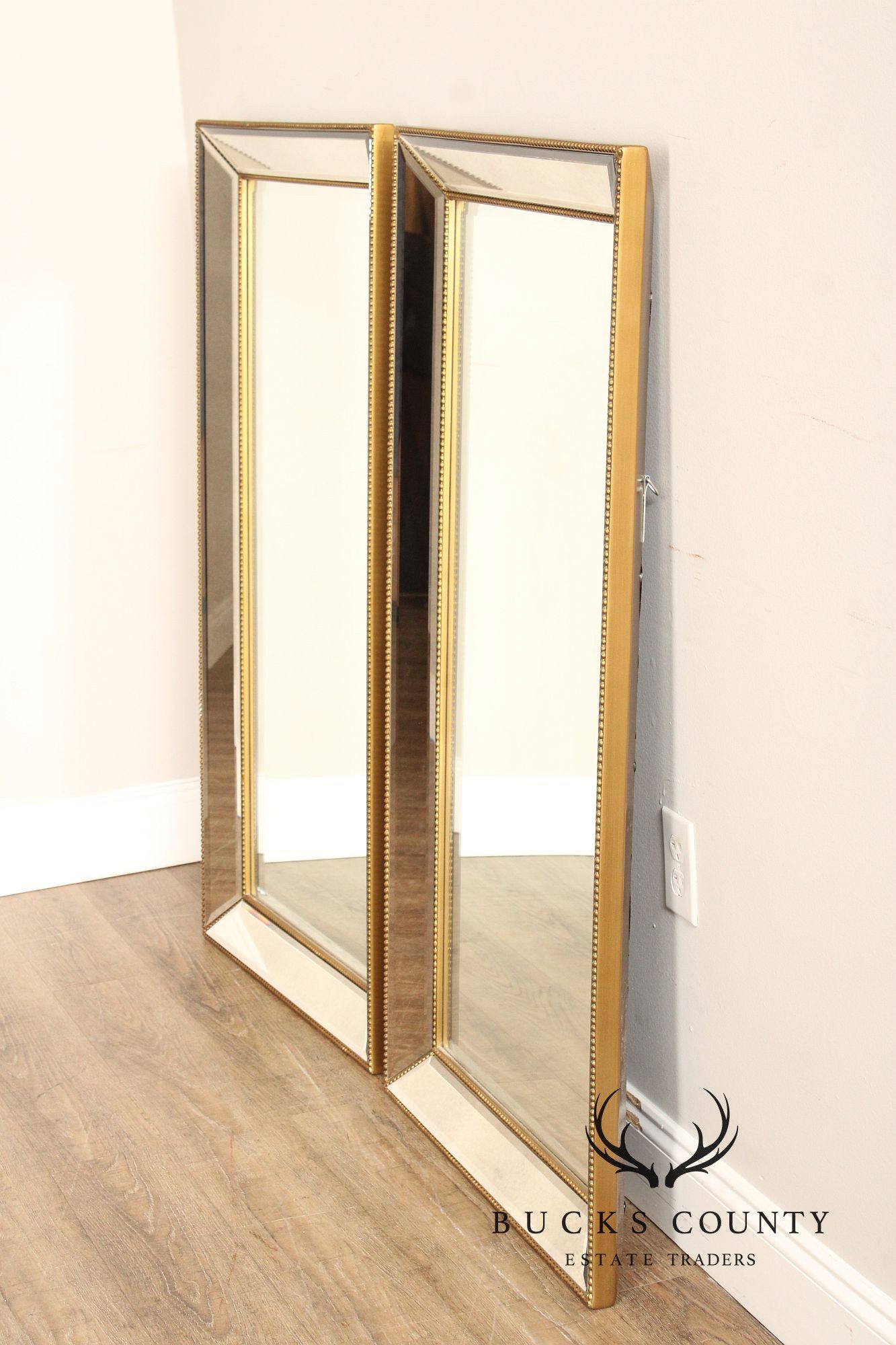 Bassett Mirror Co. Hollywood Regency Style Pair of Beaded Wall Mirrors