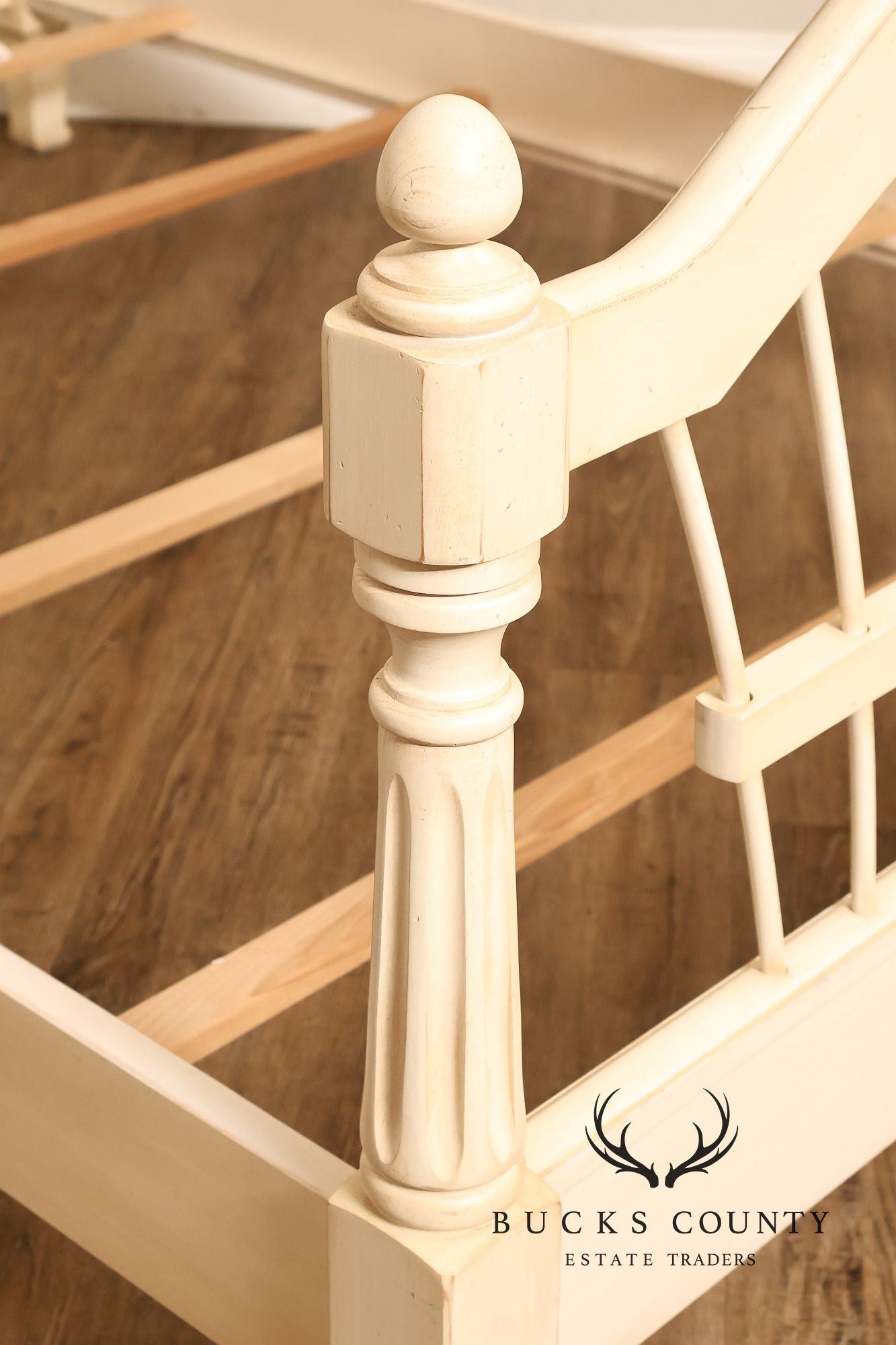 Ethan Allen French Country Style Cream Painted Full Spindle Bedframe