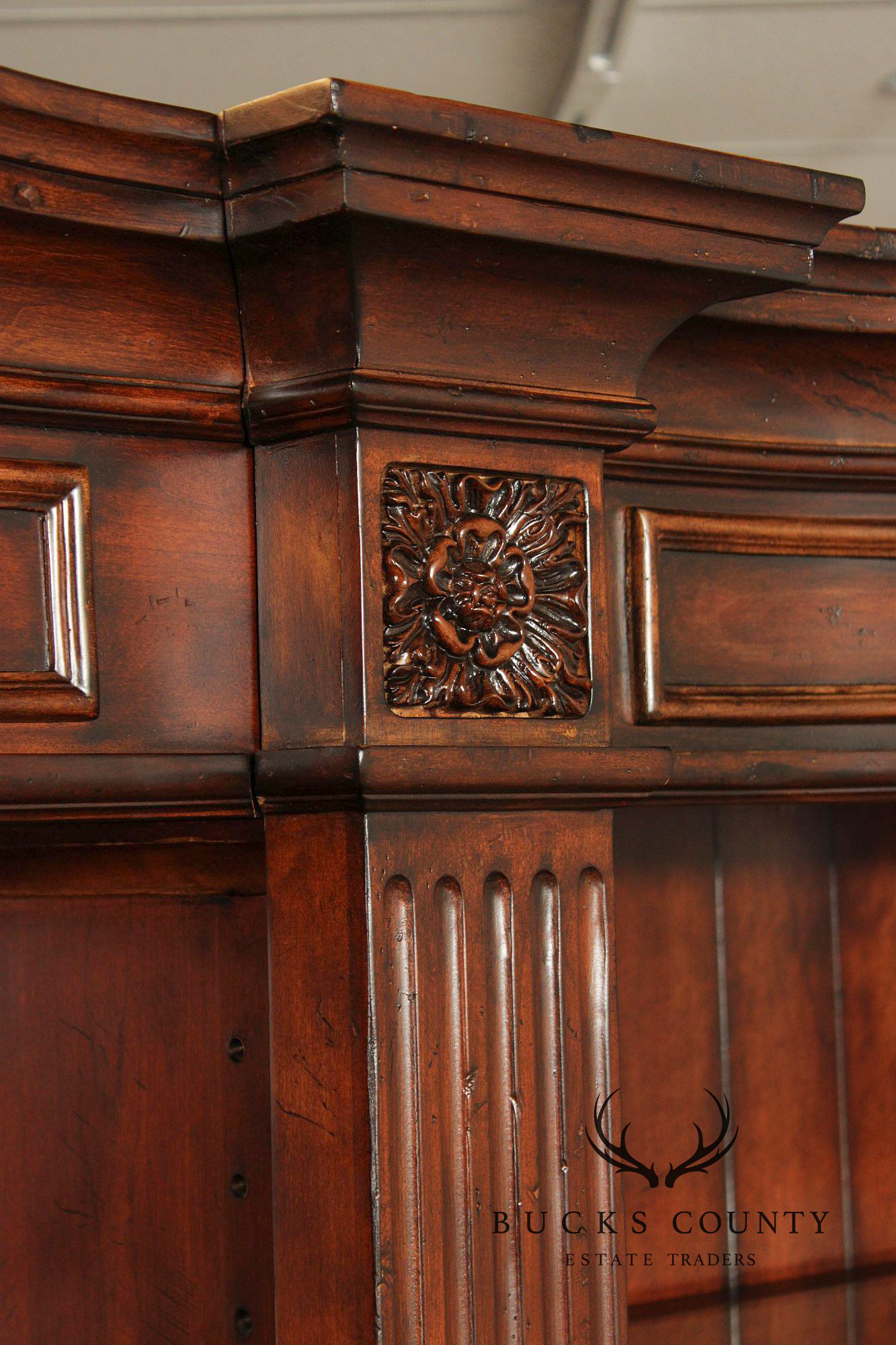 Large Traditional Lighted Double Bookcase