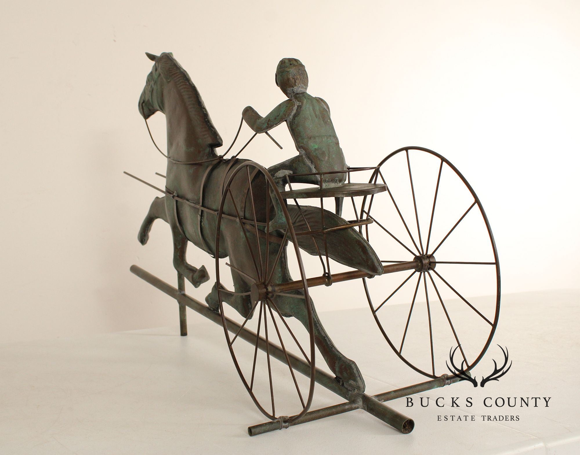 Vintage Jockey and Horse Copper Weathervane