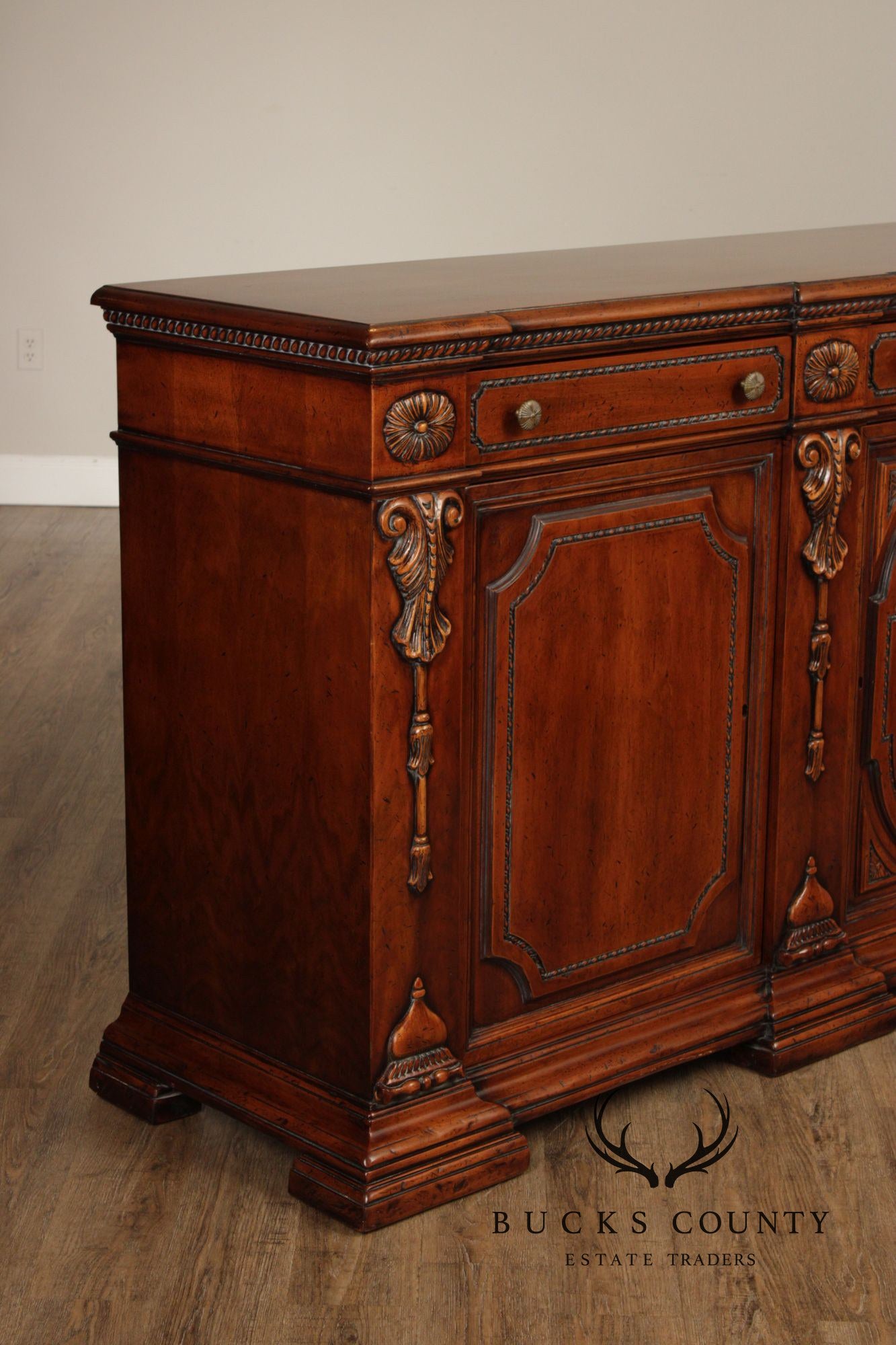 Francesco Molon XVI Century Style Walnut Carved Sideboard