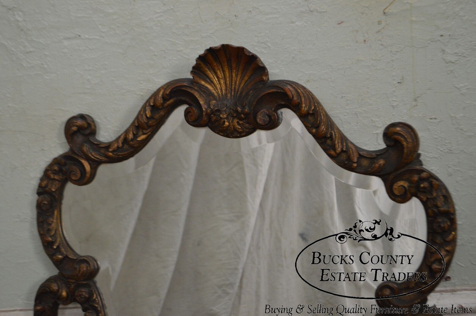 1920s Rococo Gilt Wood Carved Vanity Mirror