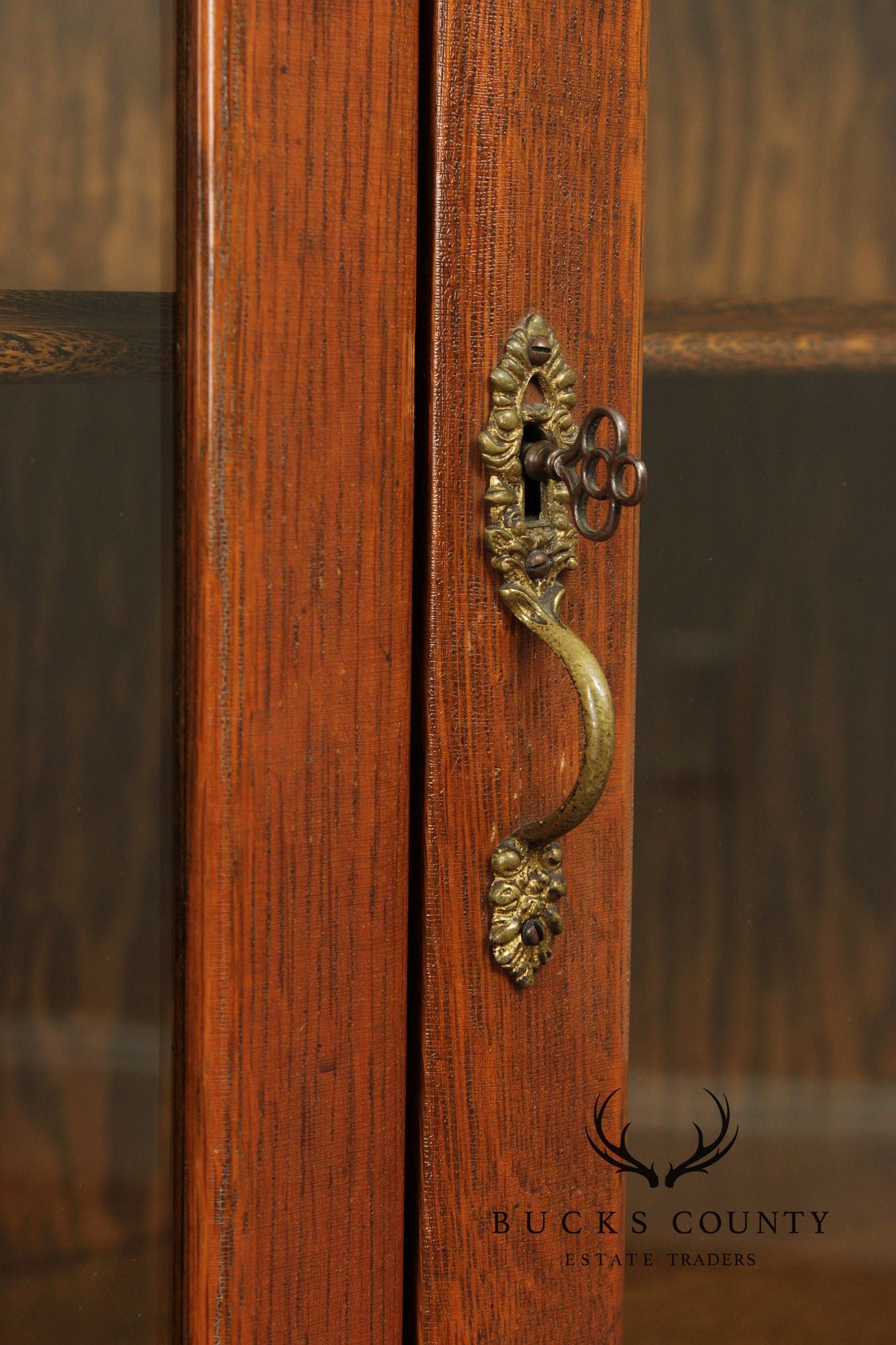 Antique Victorian Oak Double Glass Door Bookcase