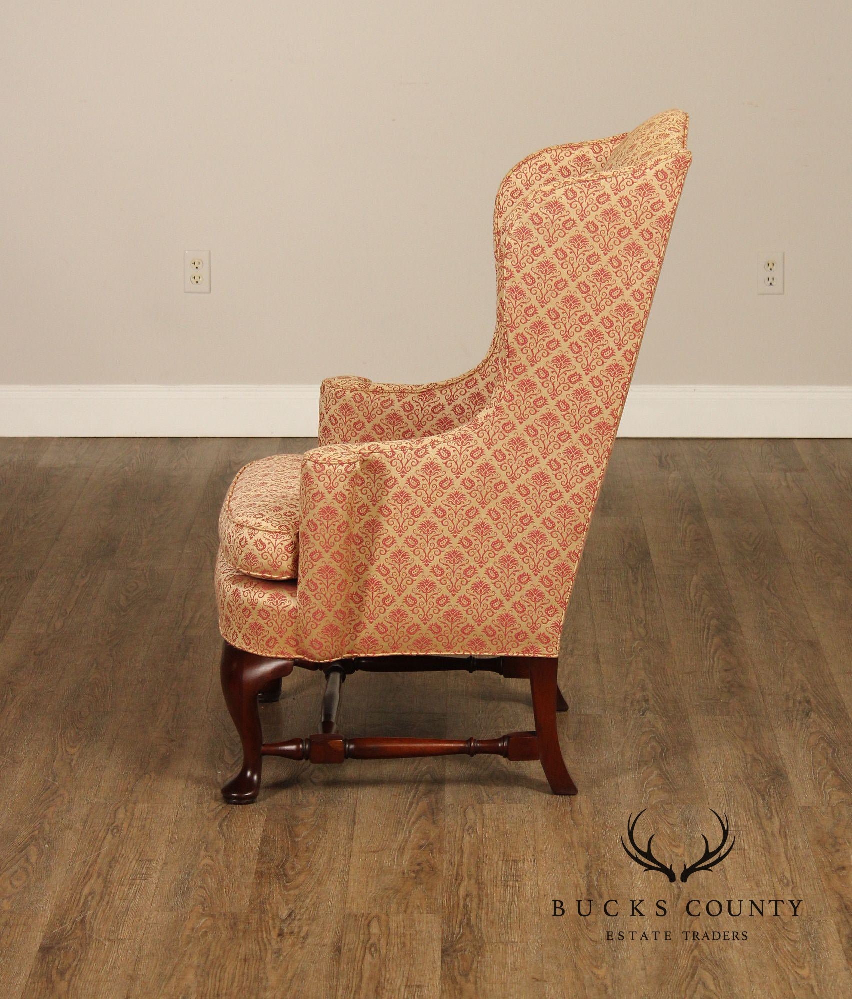 Hickory Chair Queen Anne Style Mahogany Wingback Armchair