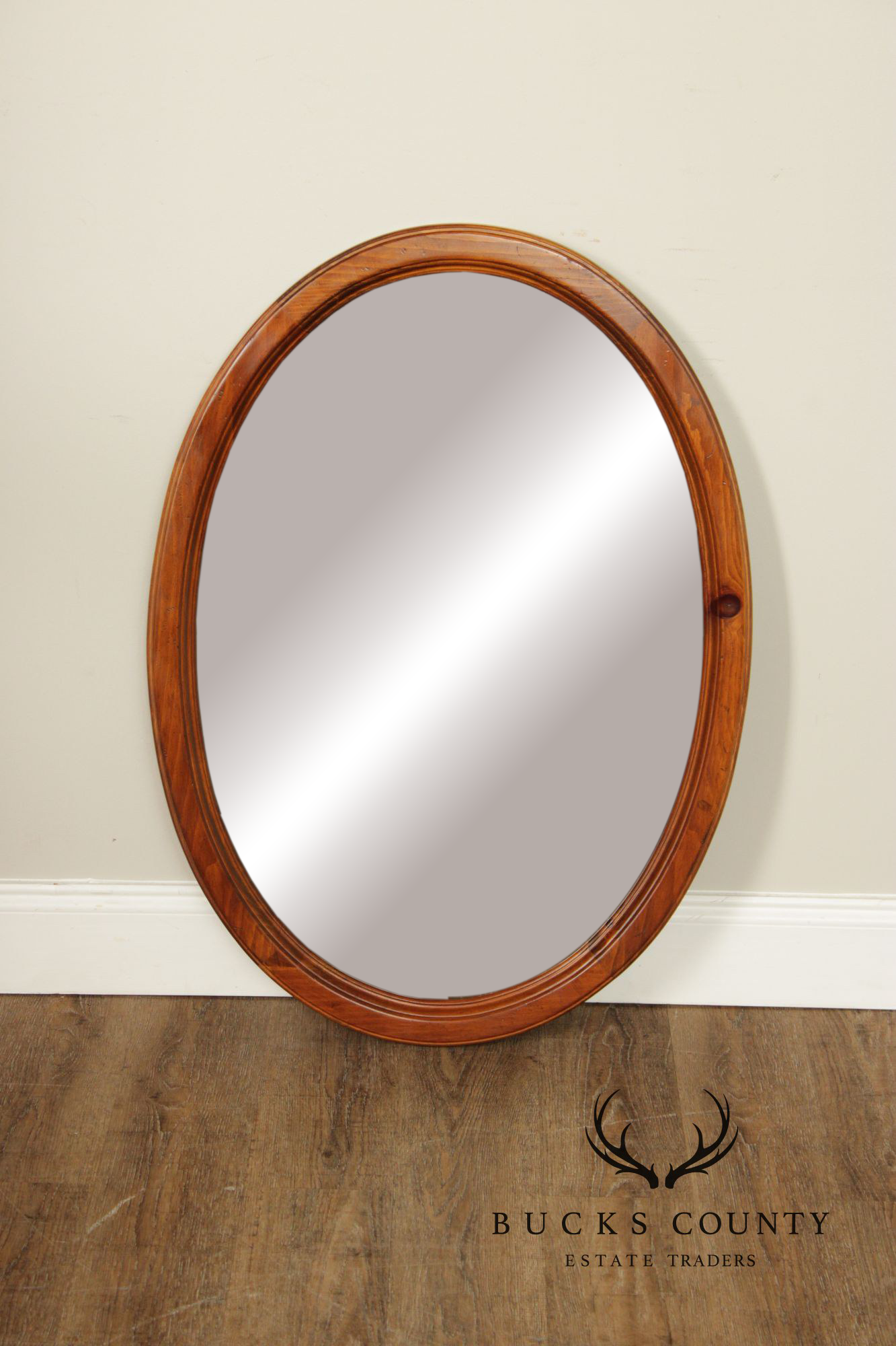 Ethan Allen Vintage Oval Pine Wall Mirror