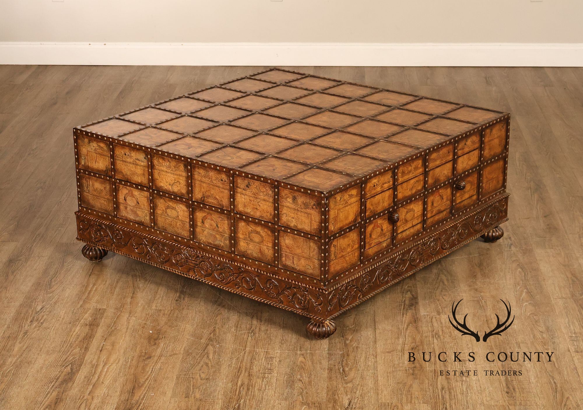 Pulaski 'Espaigne' Large Square Old World Map Storage Coffee Table