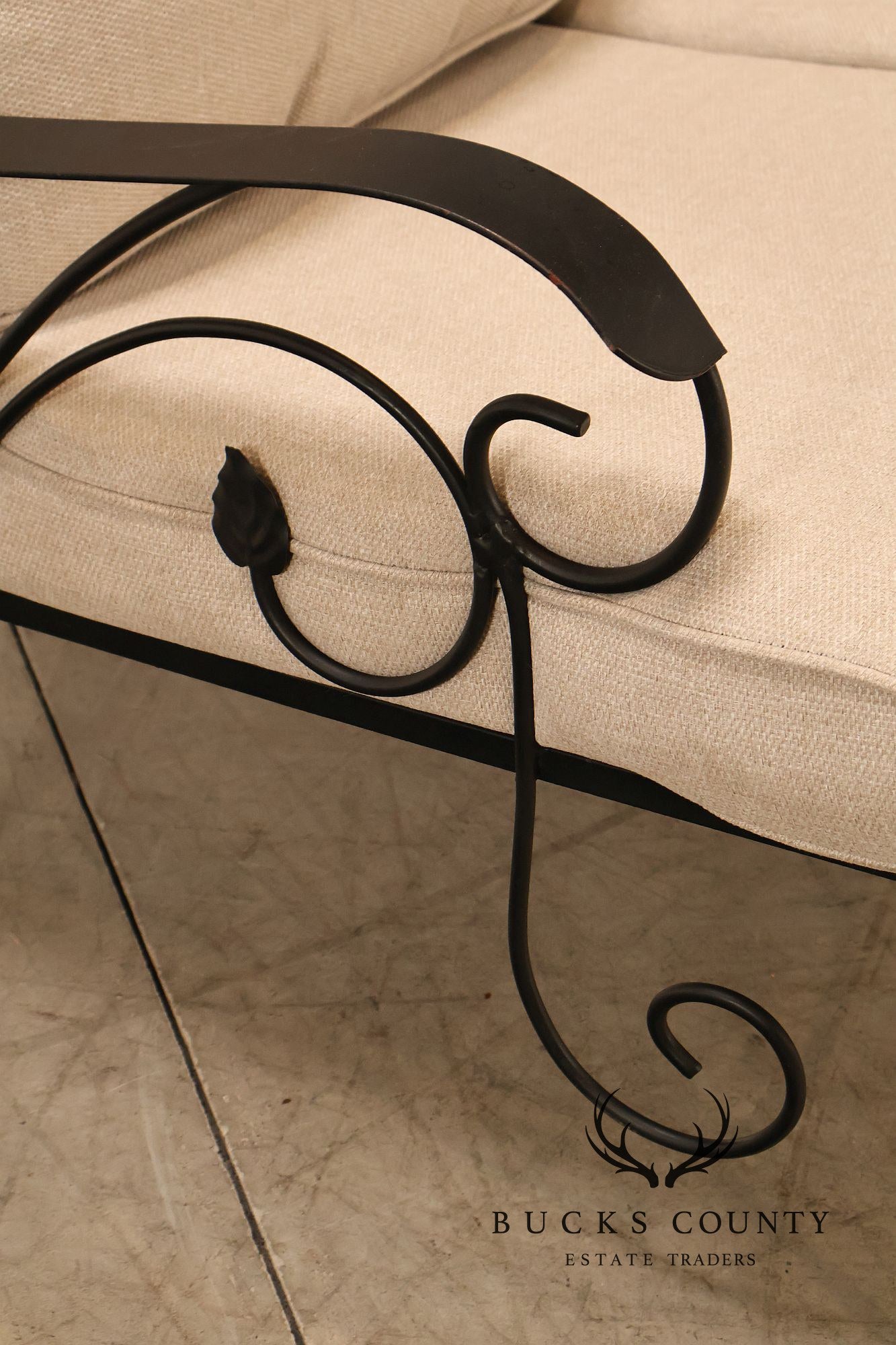 Vintage Wrought Iron Patio Garden Sofa With Cushions