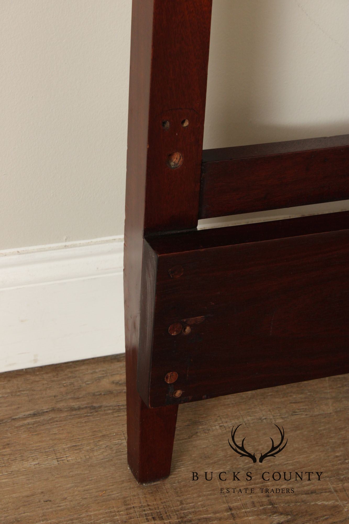 Arts & Crafts Style Carved Mahogany Full-Size Headboard