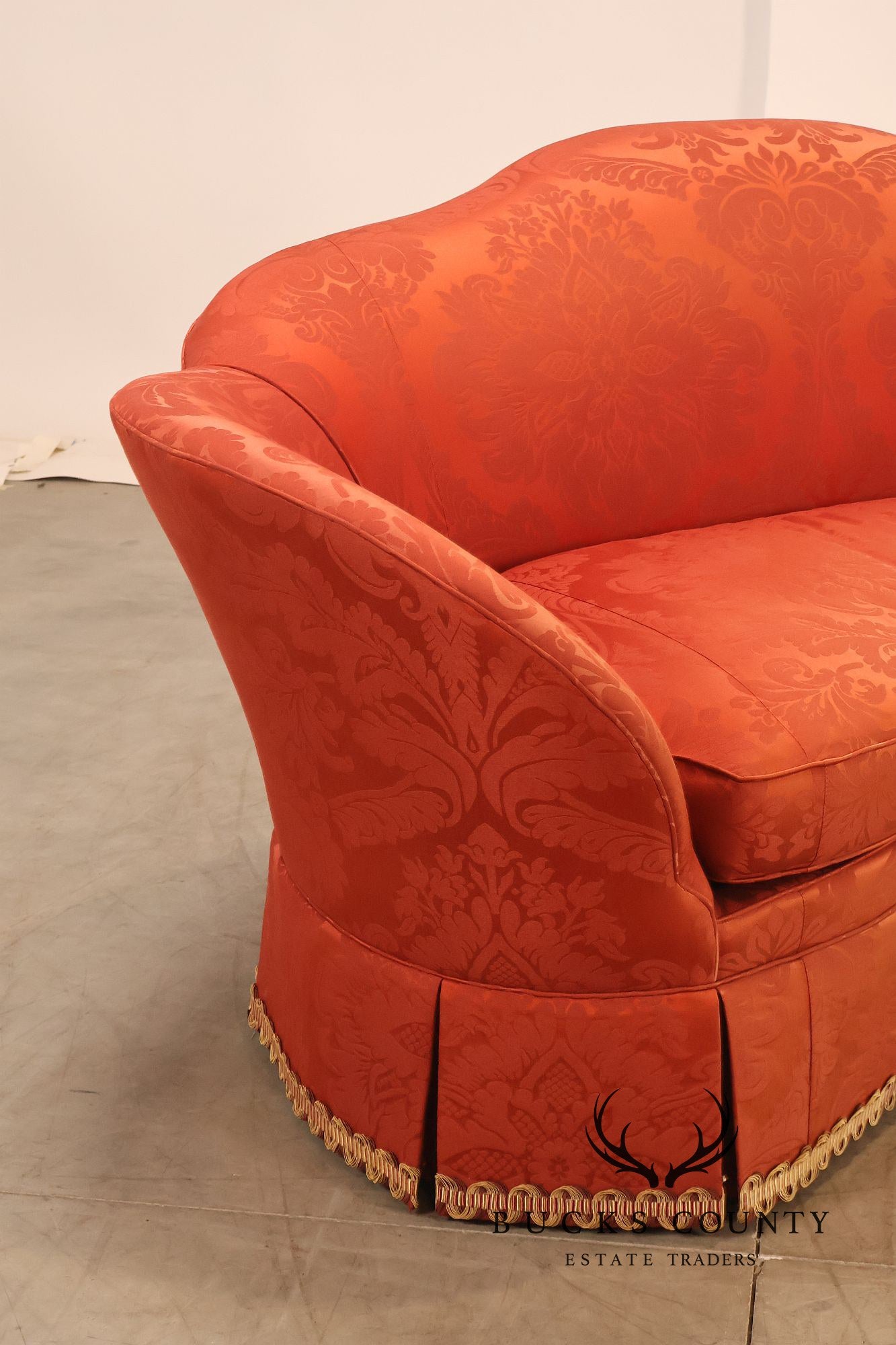 Hickory Chair Company Pair Of Custom Upholstered Silk Damask Sofas