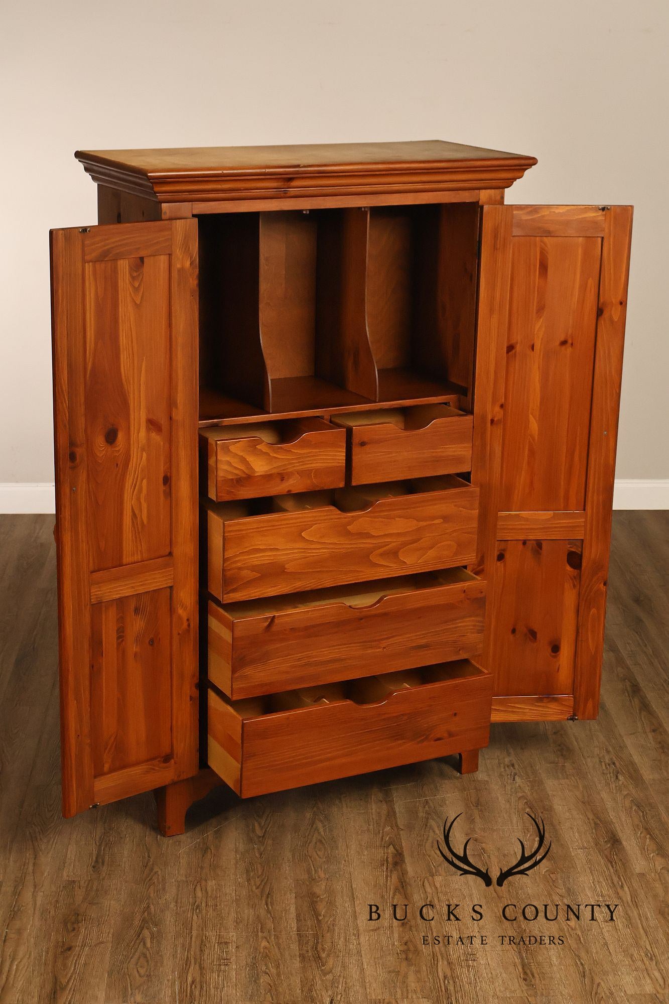 Ethan Allen Craftsman Collection Pine Tall Armoire With Interior Drawers