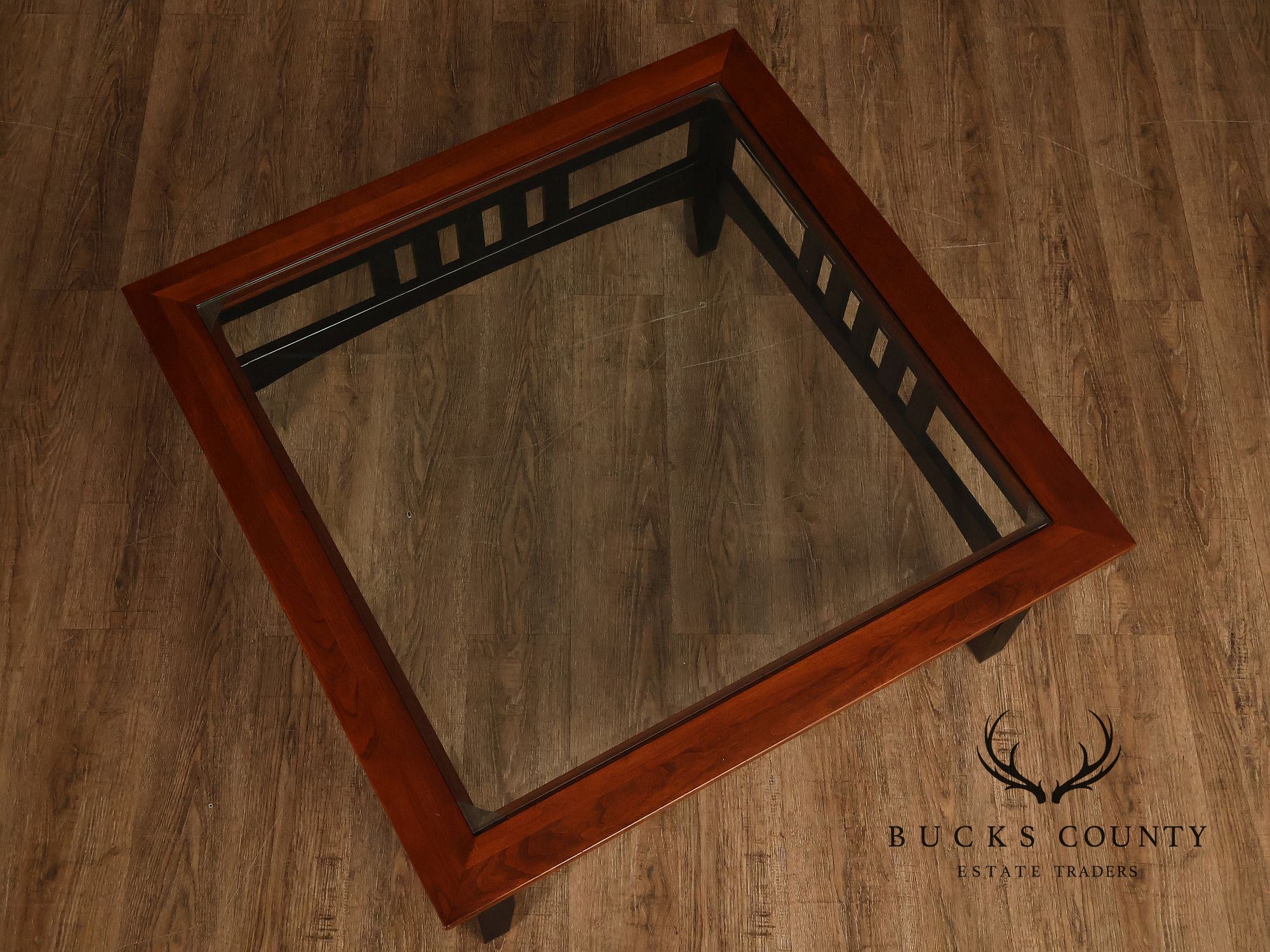 Ethan Allen American Impressions Cherry Glass Top Coffee Table