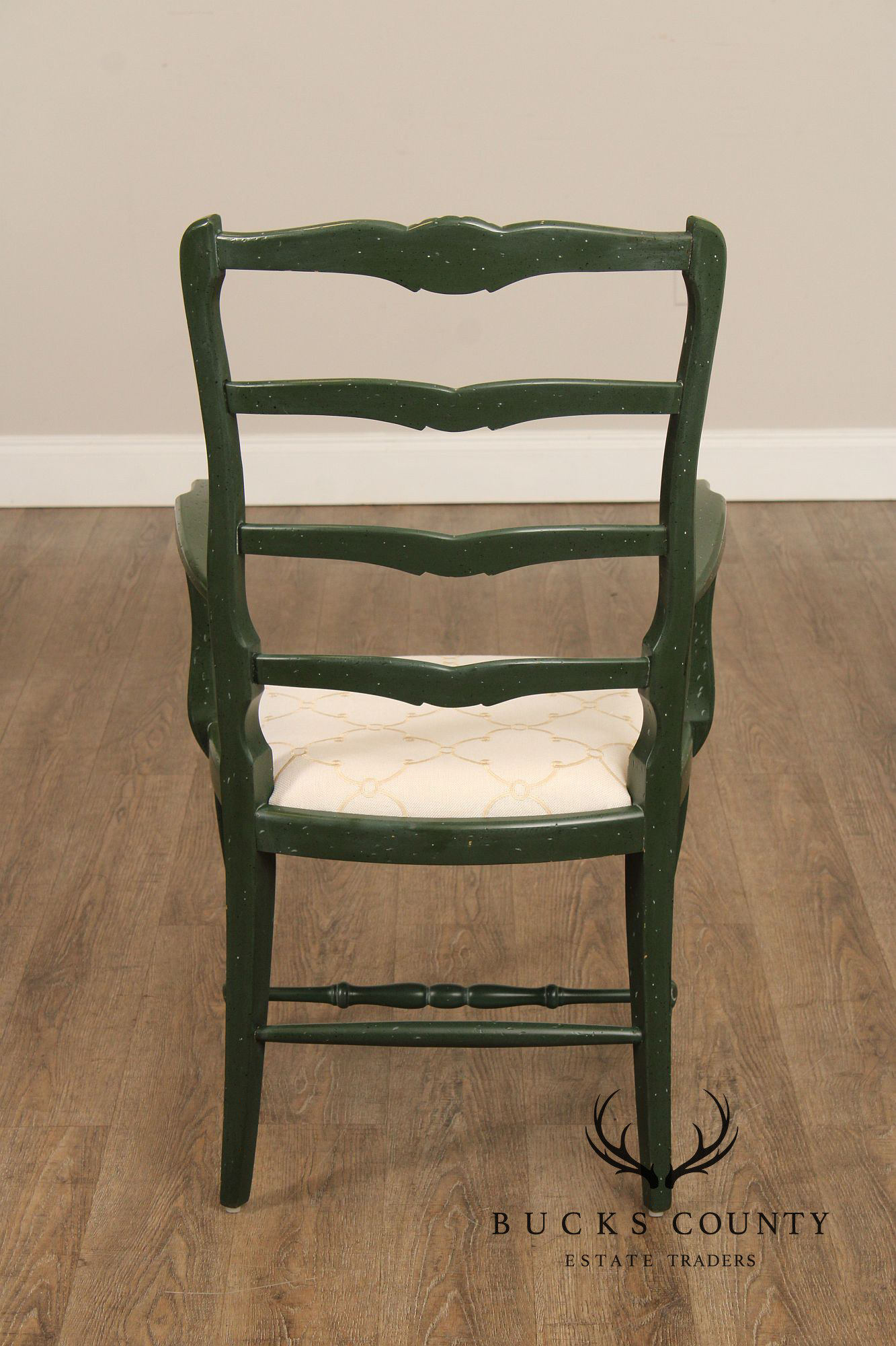 French Country Style Pair of Painted Ladderback Armchairs