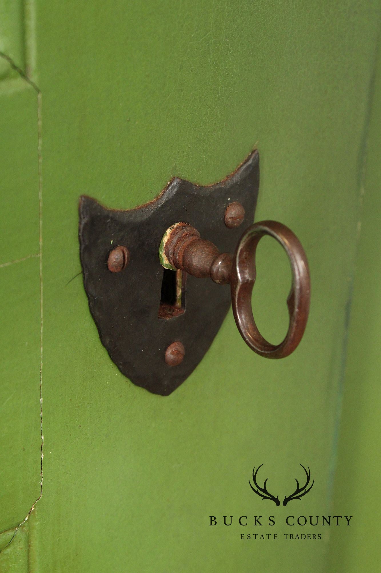 Folk Art Hand Painted Large European Two Door Armoire