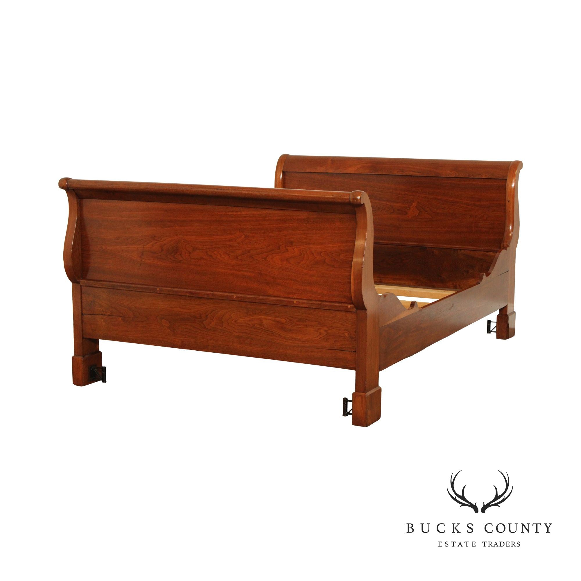 Antique Empire Full-Size Walnut Sleigh Bed