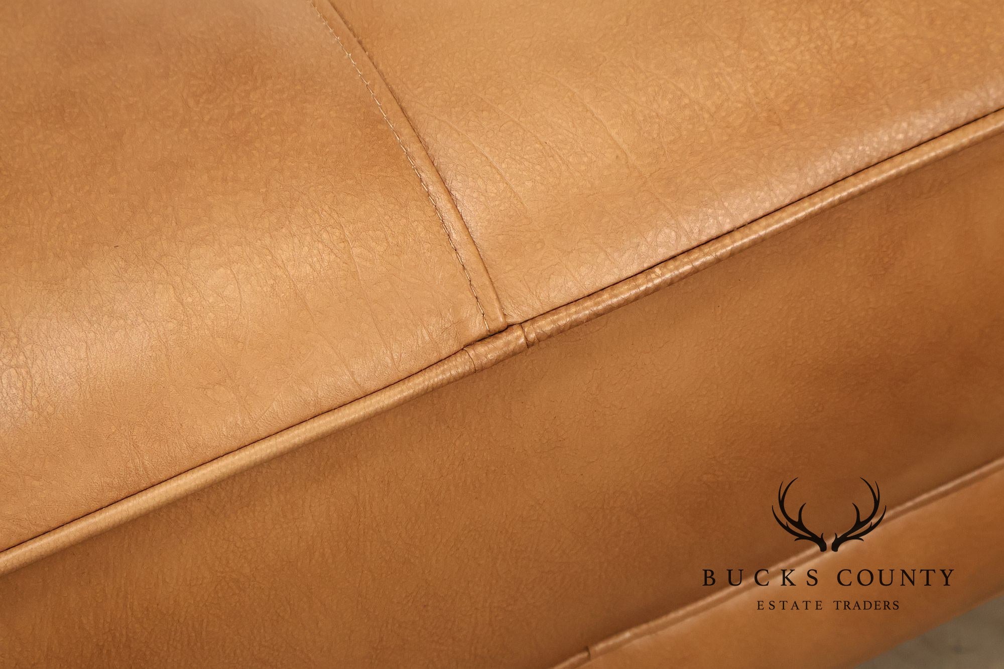 Ethan Allen 'Nassau' Tufted Leather Square Ottoman