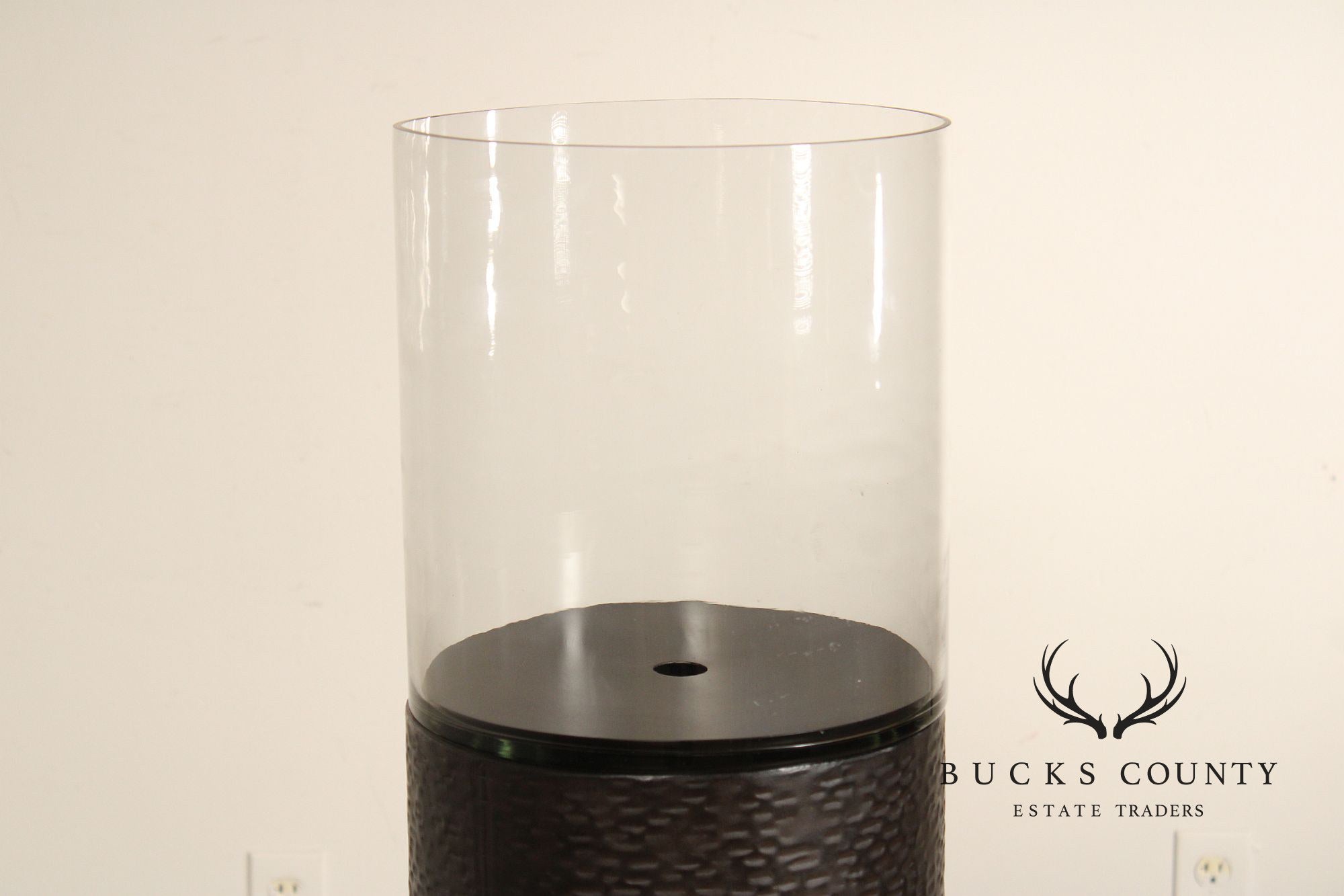 Contemporary Hammered Steel Pillar Candle Stand