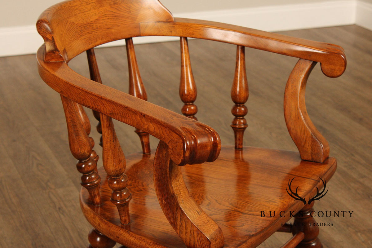 English Traditional Style Set of Four Oak Dining Armchairs