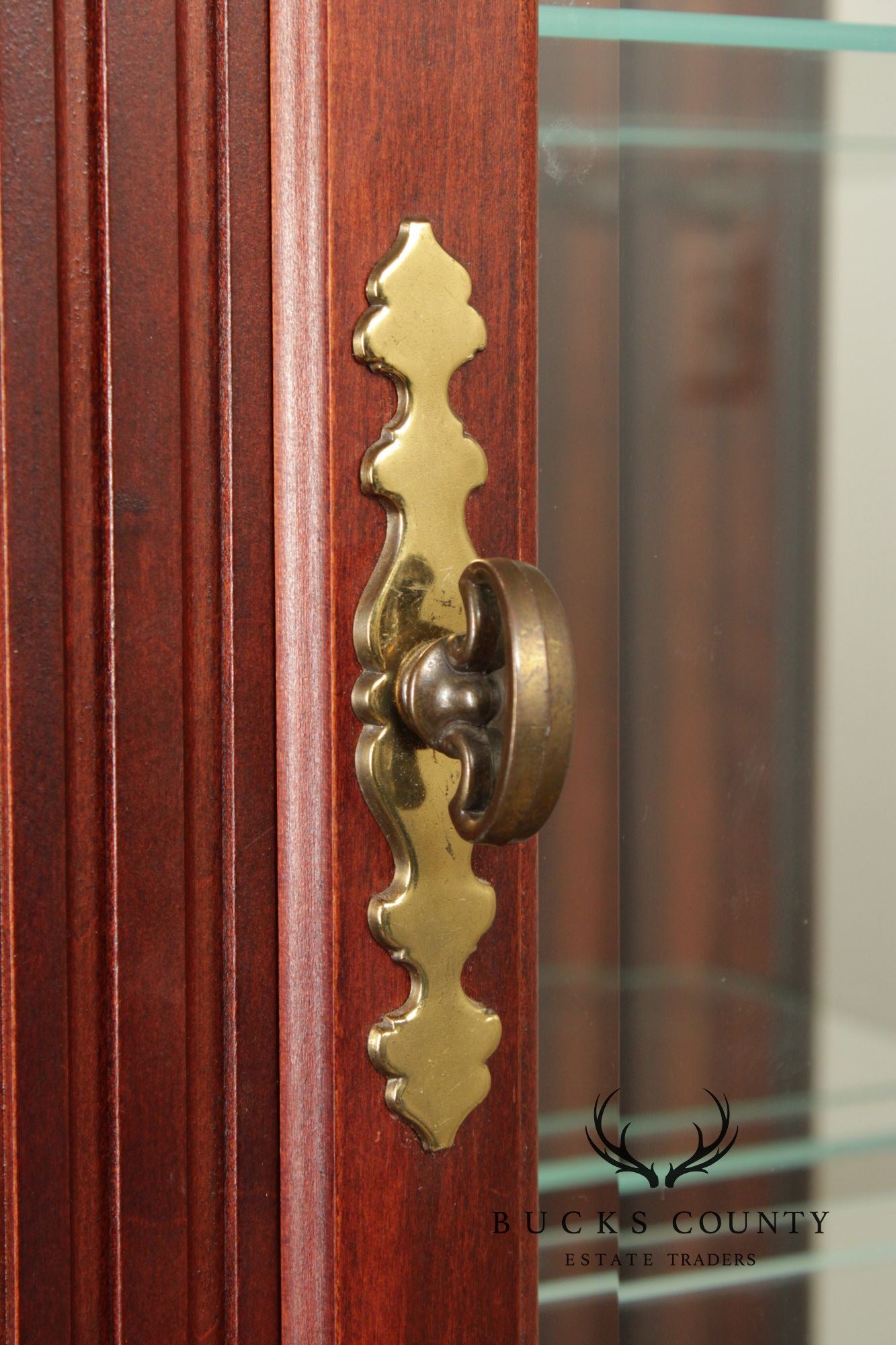 Traditional Cherry and Beveled Glass Curio Display Cabinet