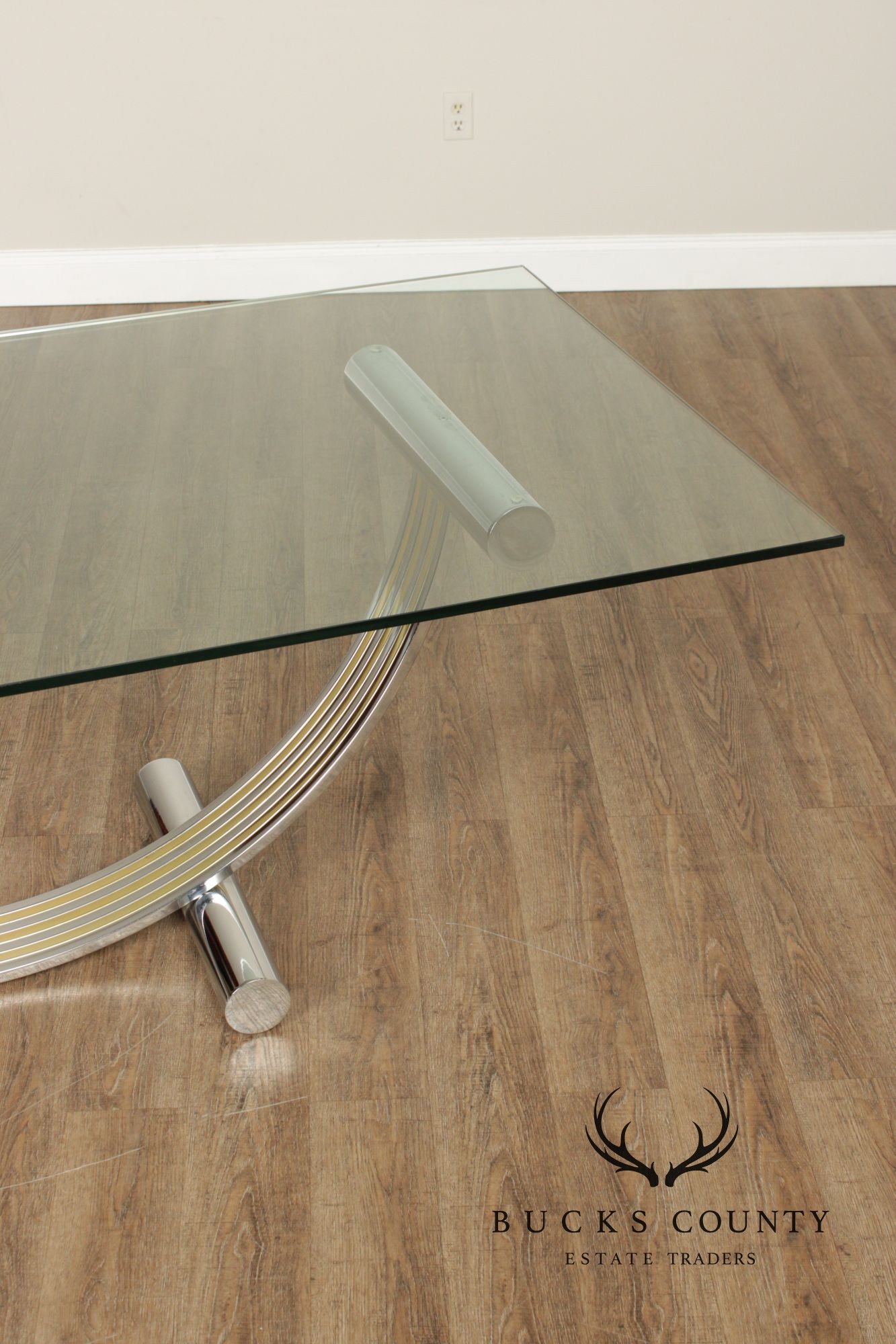 Italian Modern Glass Top Chrome Dining Table Renato Zevi