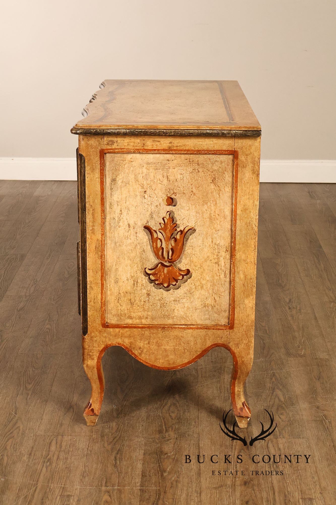 Rococo Style Painted Bombe Chest Of Drawers