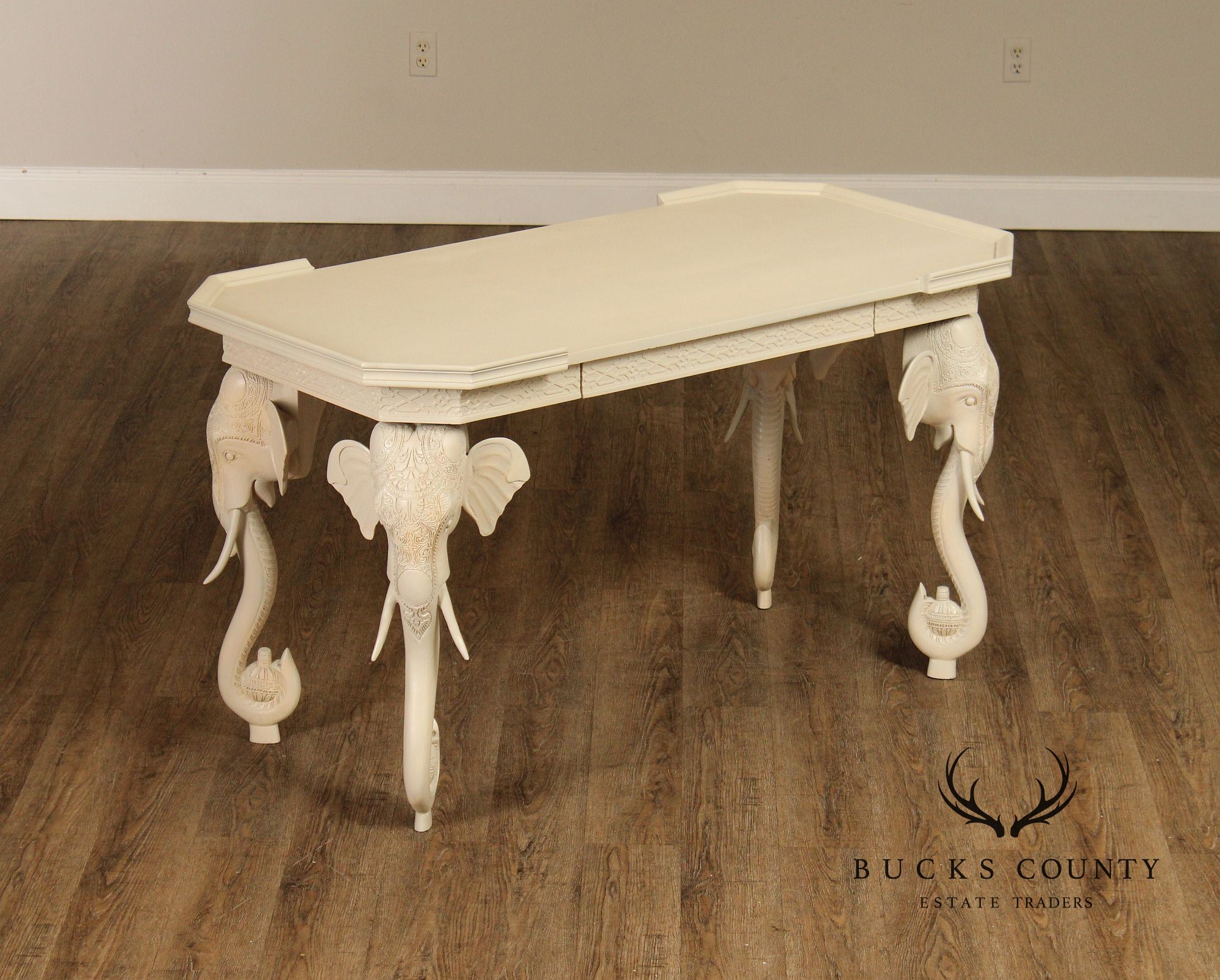 Hollywood Regency Painted Elephant Head Writing Desk