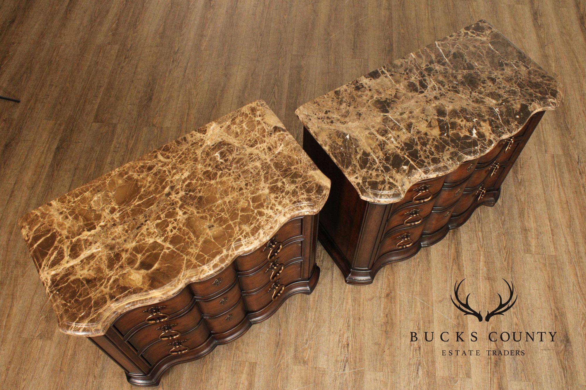 Thomasville Hills Of Tuscany Collection Marble Top Pair Of Chest Nightstands