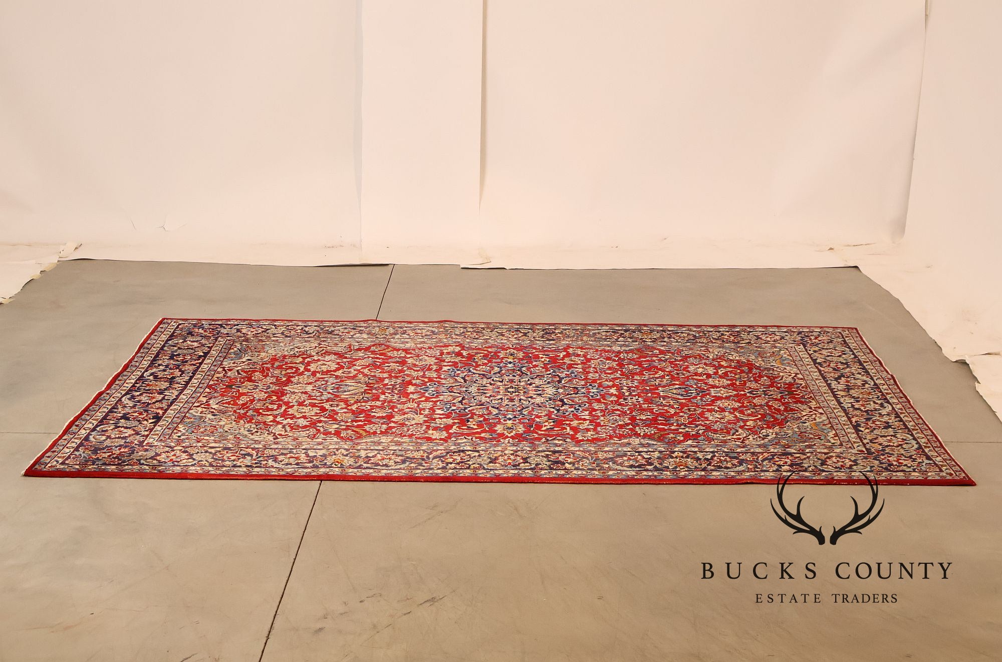 Hand Knotted Persian Style Vintage Wool Area Rug Red Field Floral Medallion