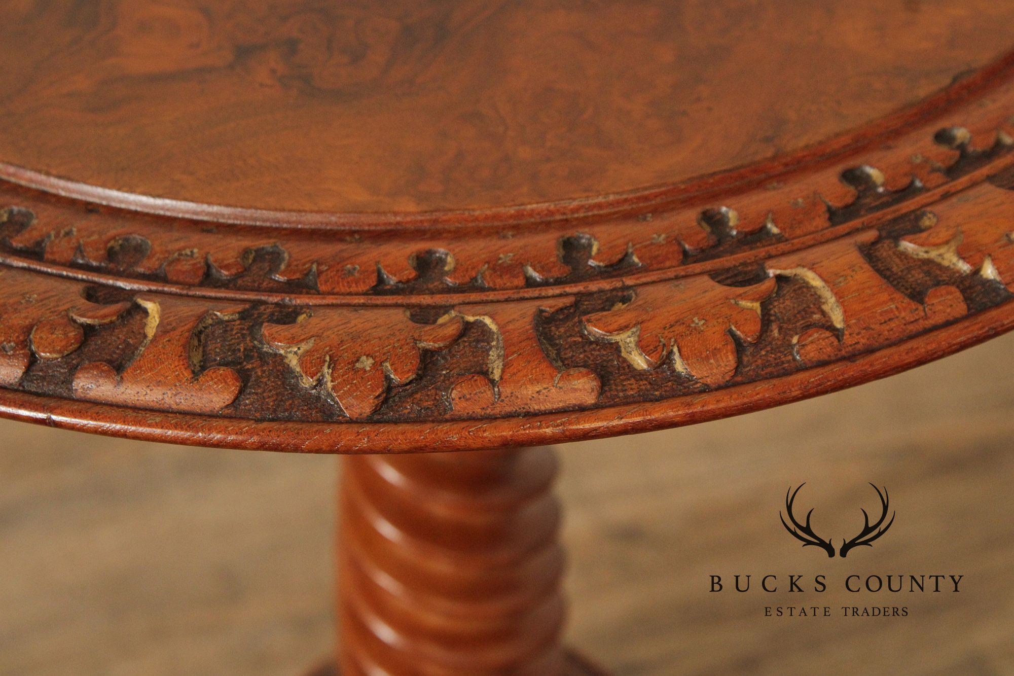 Antique Victorian Carved Walnut Tea or Wine Table