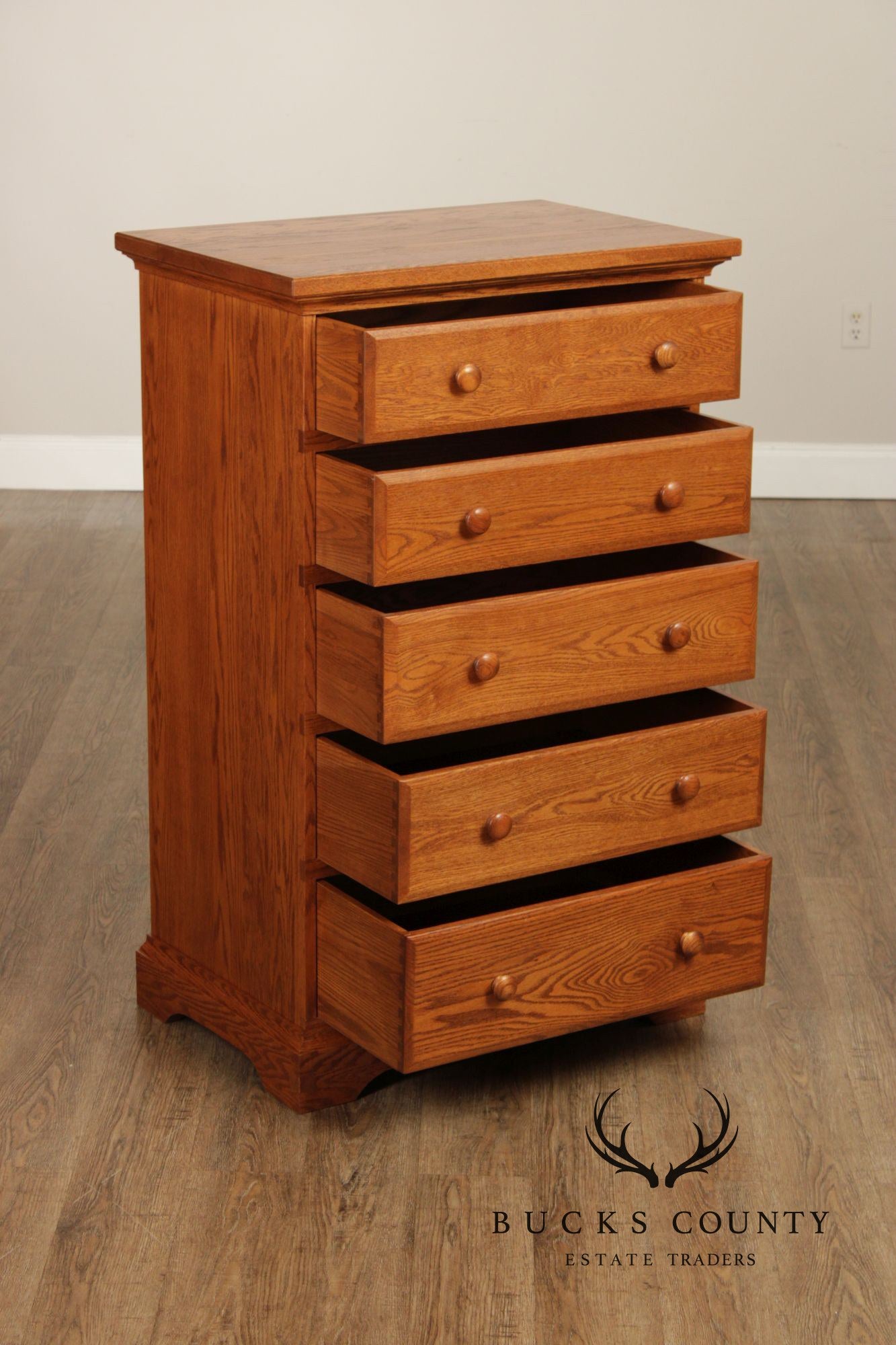 Hunt Country Furniture Pair of Oak Five Drawer Dressers