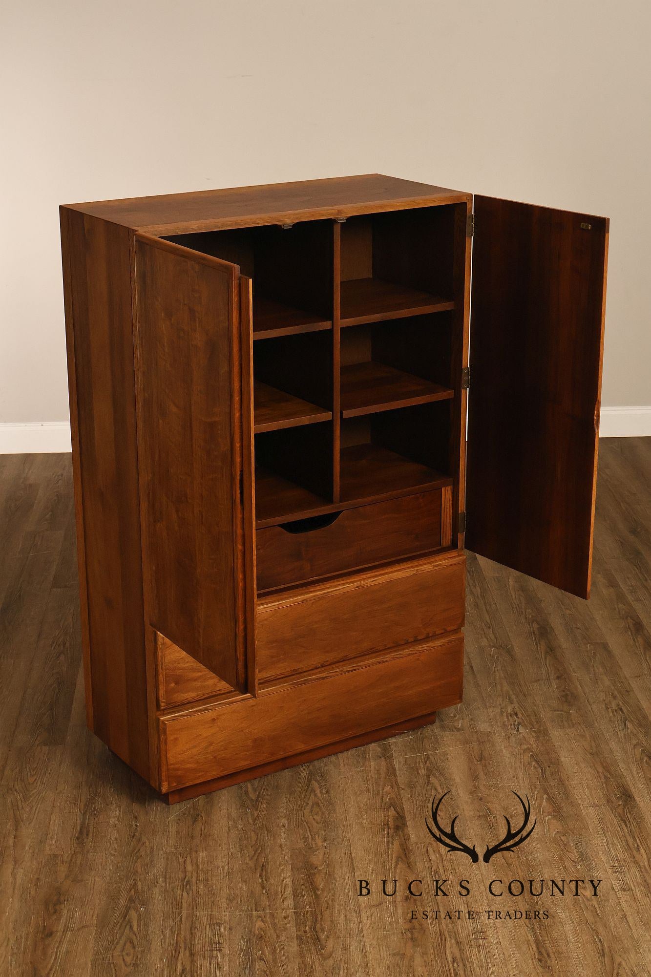 Lane Mid Century Modern Walnut Gentleman's Chest Armoire