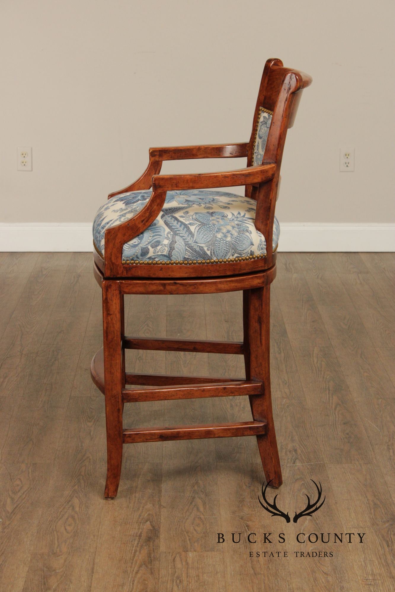 Bausman & Co. Rustic Style Pair of Swivel Barstools