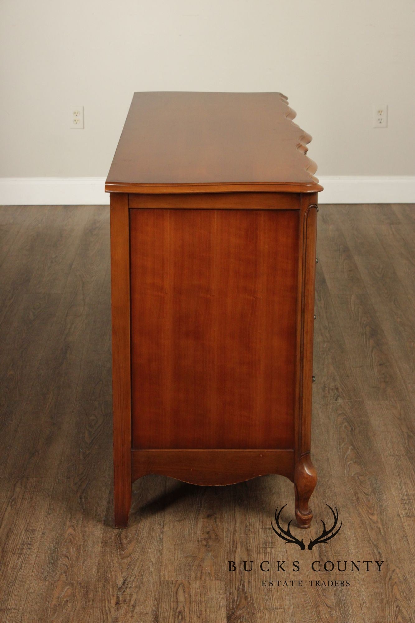 French Provincial Style Vintage Cherry Serpentine Dresser