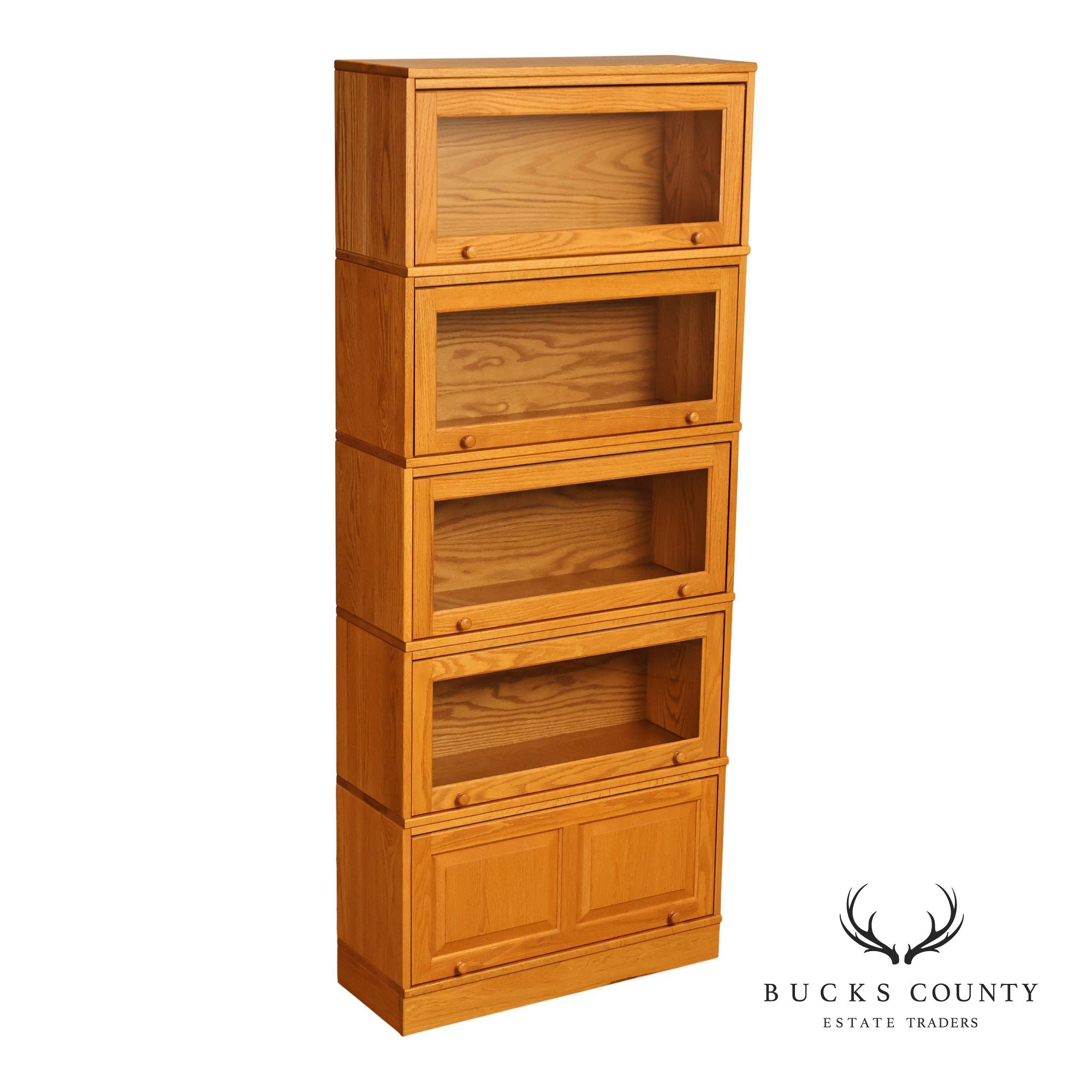 Amish Made Oak Five Stack Barrister Bookcase