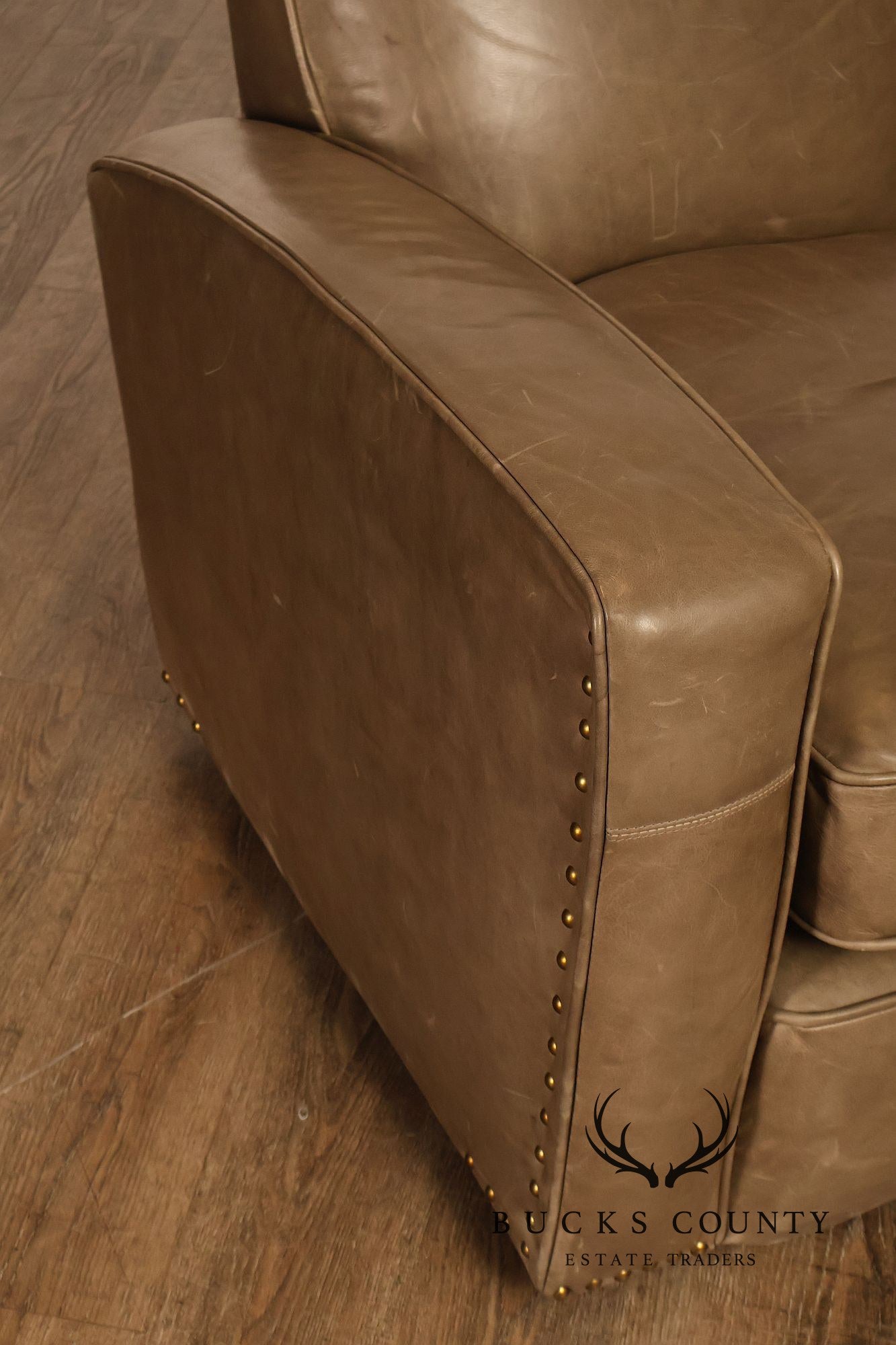 Restoration Hardware Pair Of Leather Swivel Club Chairs