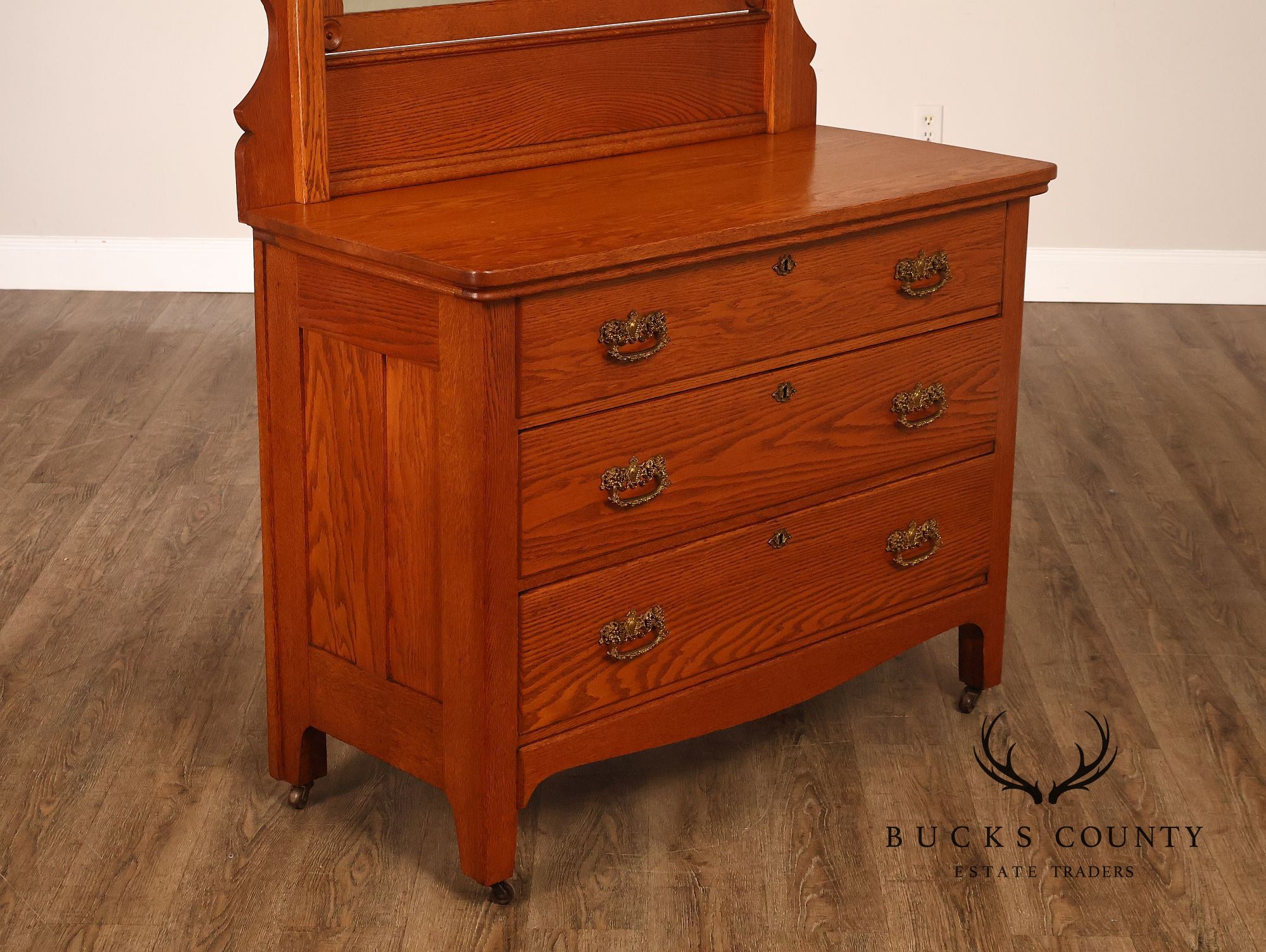 Paine Furniture Renaissance Revival Oak Dresser with Mirror