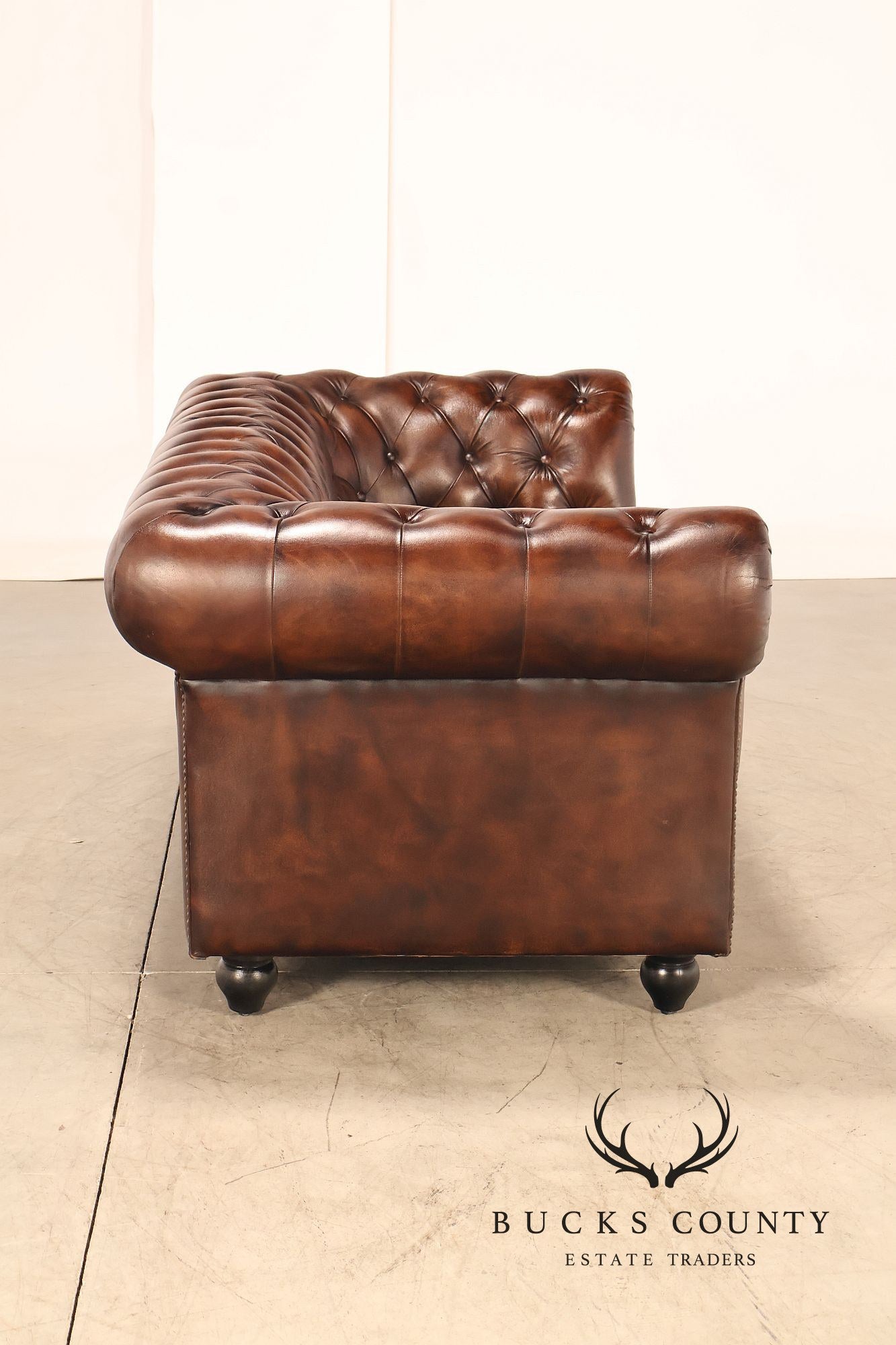 Chesterfield Style Brown Leather Sofa