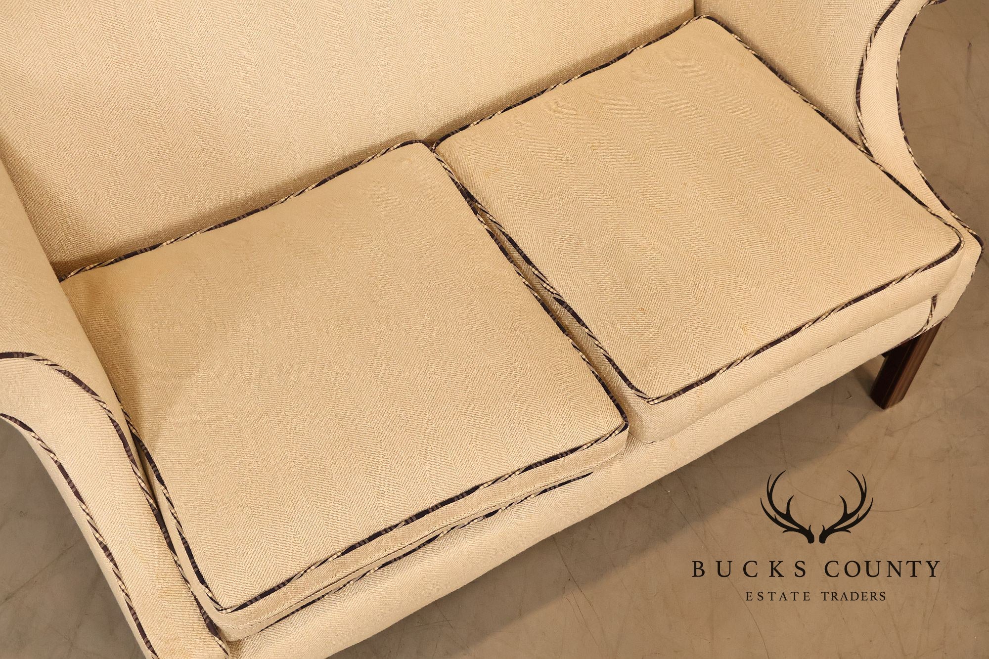 Ethan Allen Vintage Chippendale Style Upholstered Loveseat