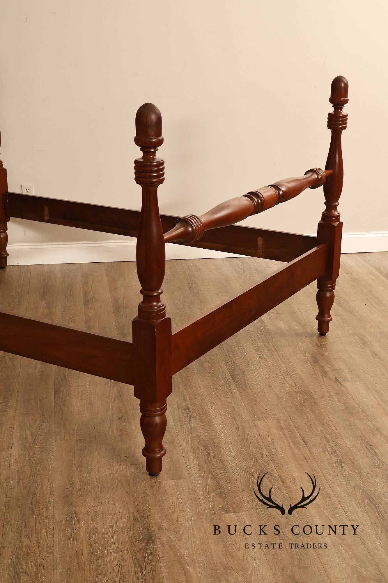 E.A. Clore & Sons Custom Walnut Queen Cannonball Bed