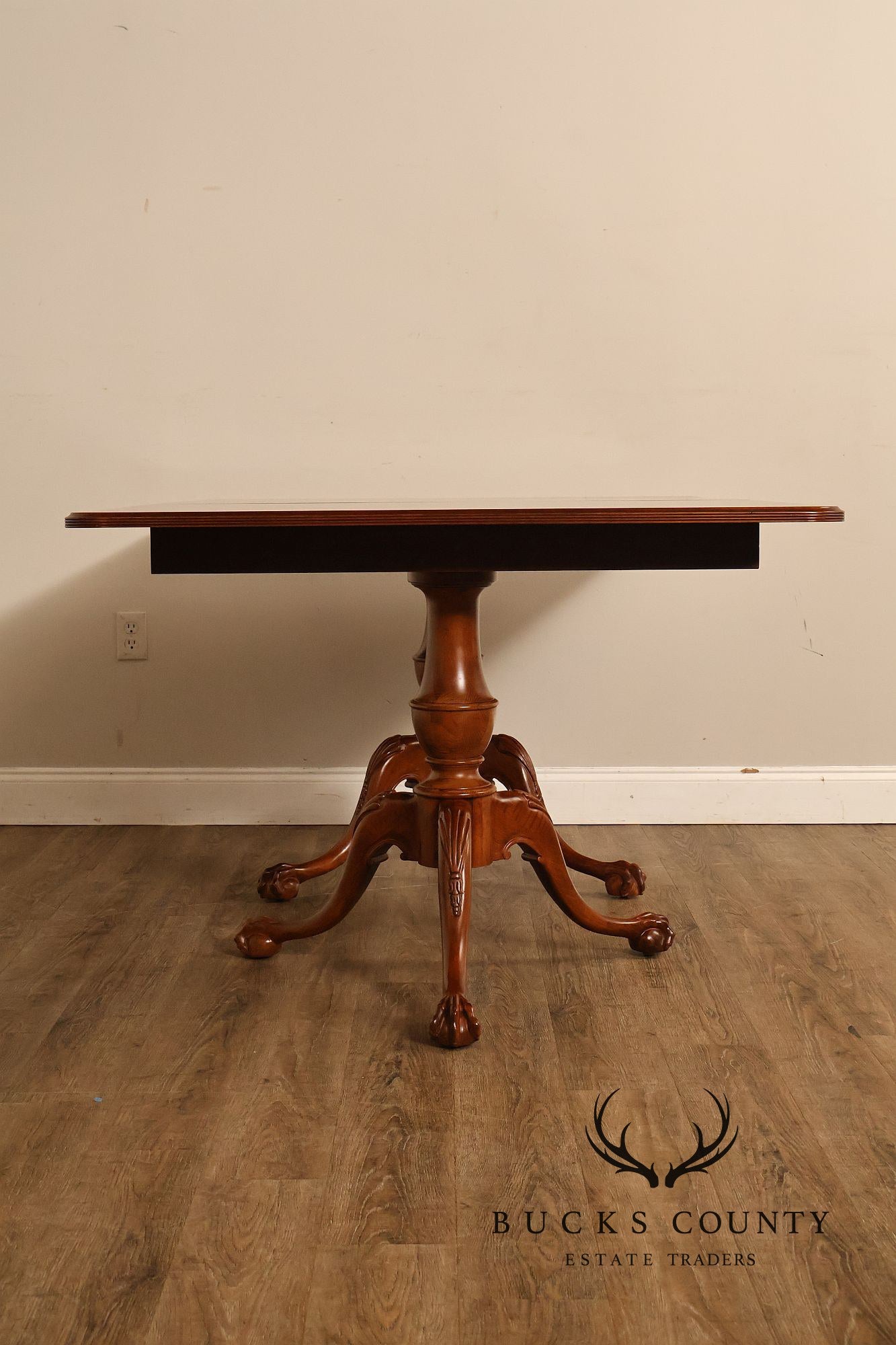 Chippendale Style Cherry Double Pedestal Extendable Dining Table