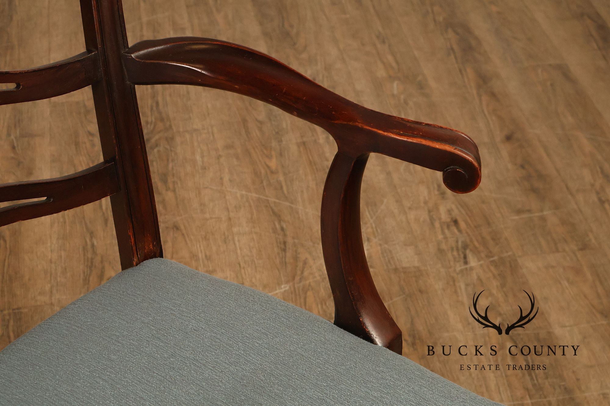 1940's Chippendale Style Set Of Six Mahogany Ladder Back Dining Chairs