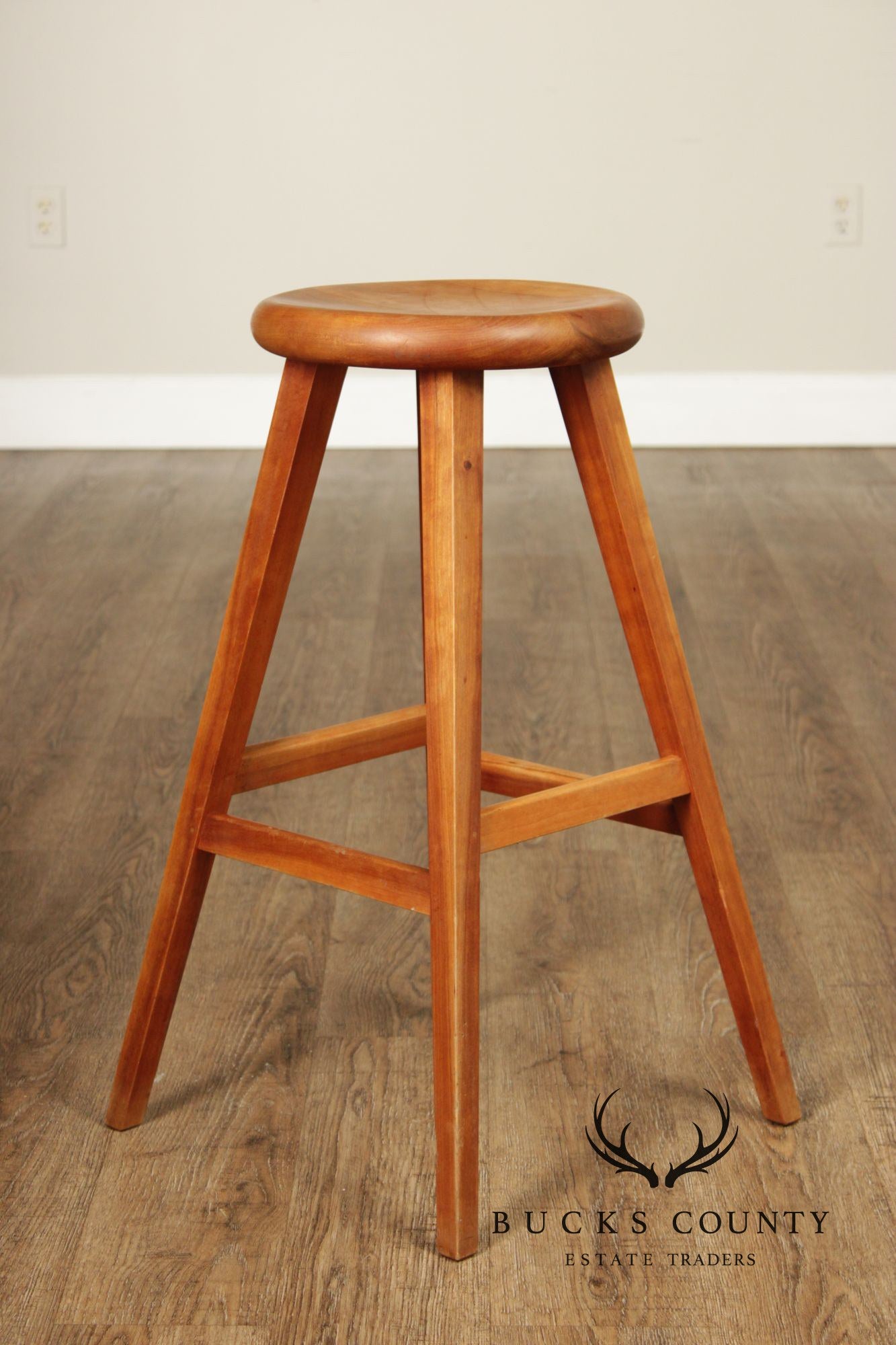 Thomas Moser Pair Of Cherry Splay Leg Counter Stools