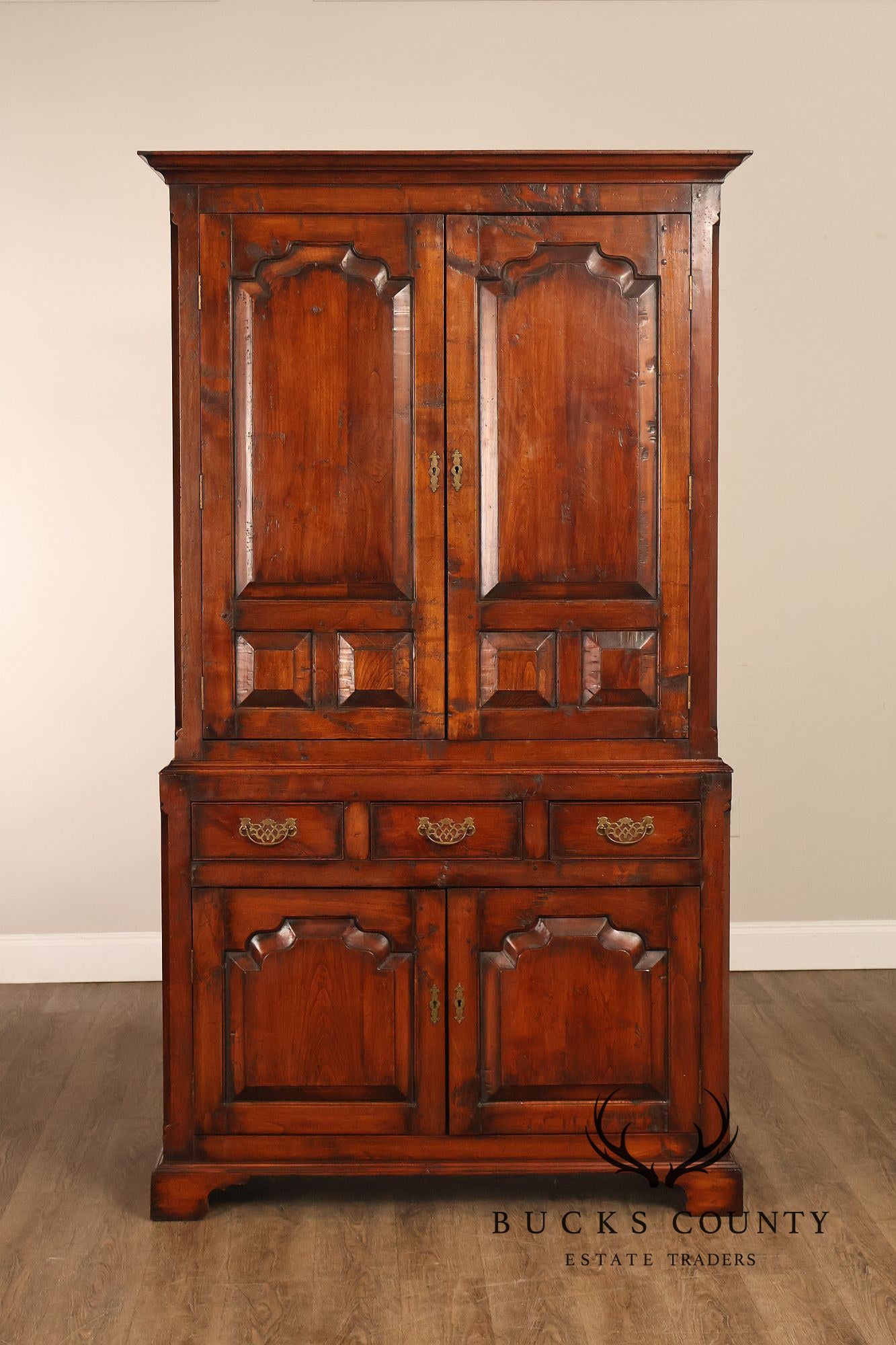 English Reproduction Georgian Style Linen Press Cabinet