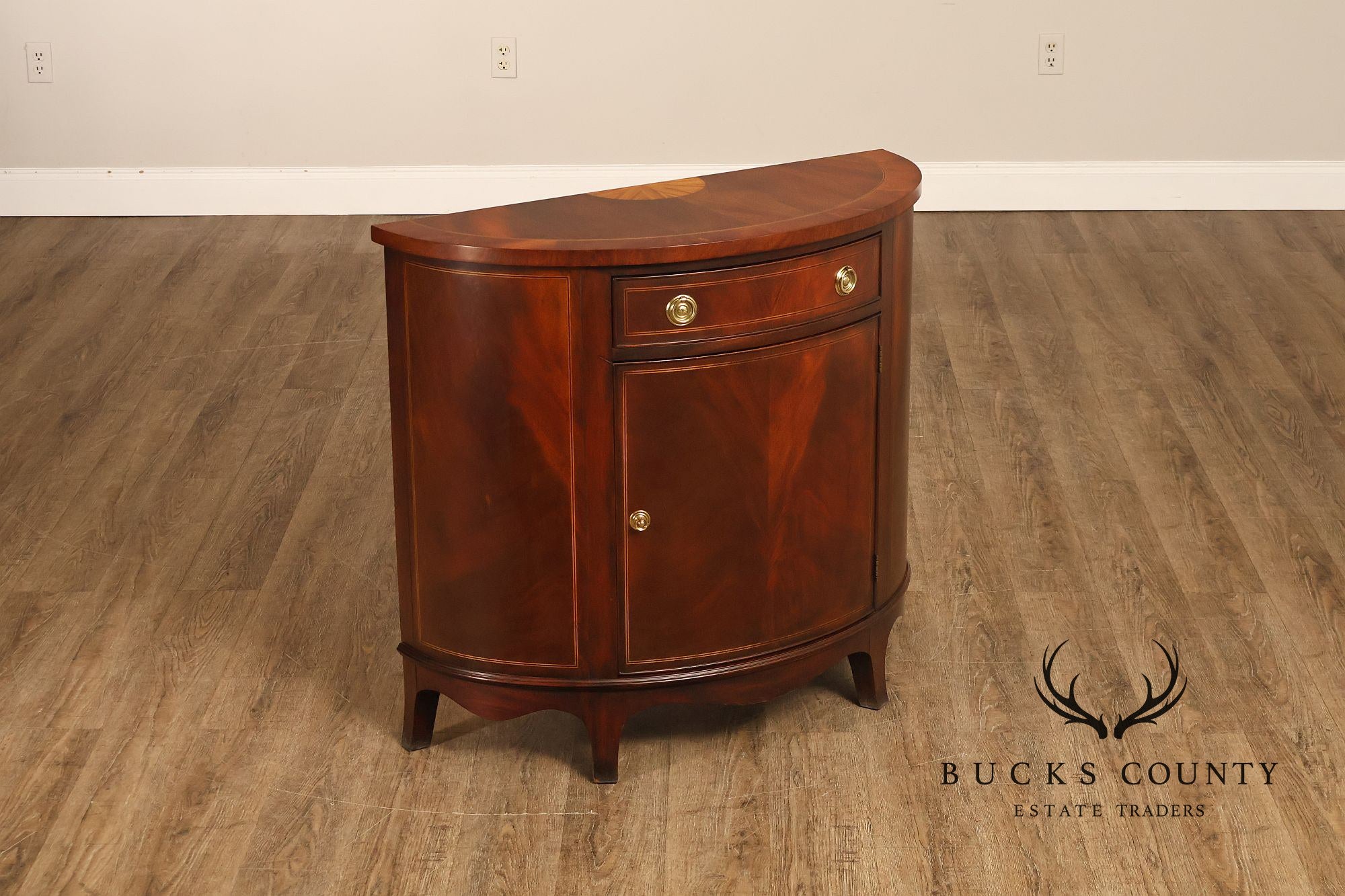 Henkel Harris Mahogany Demilune Console Cabinet Console