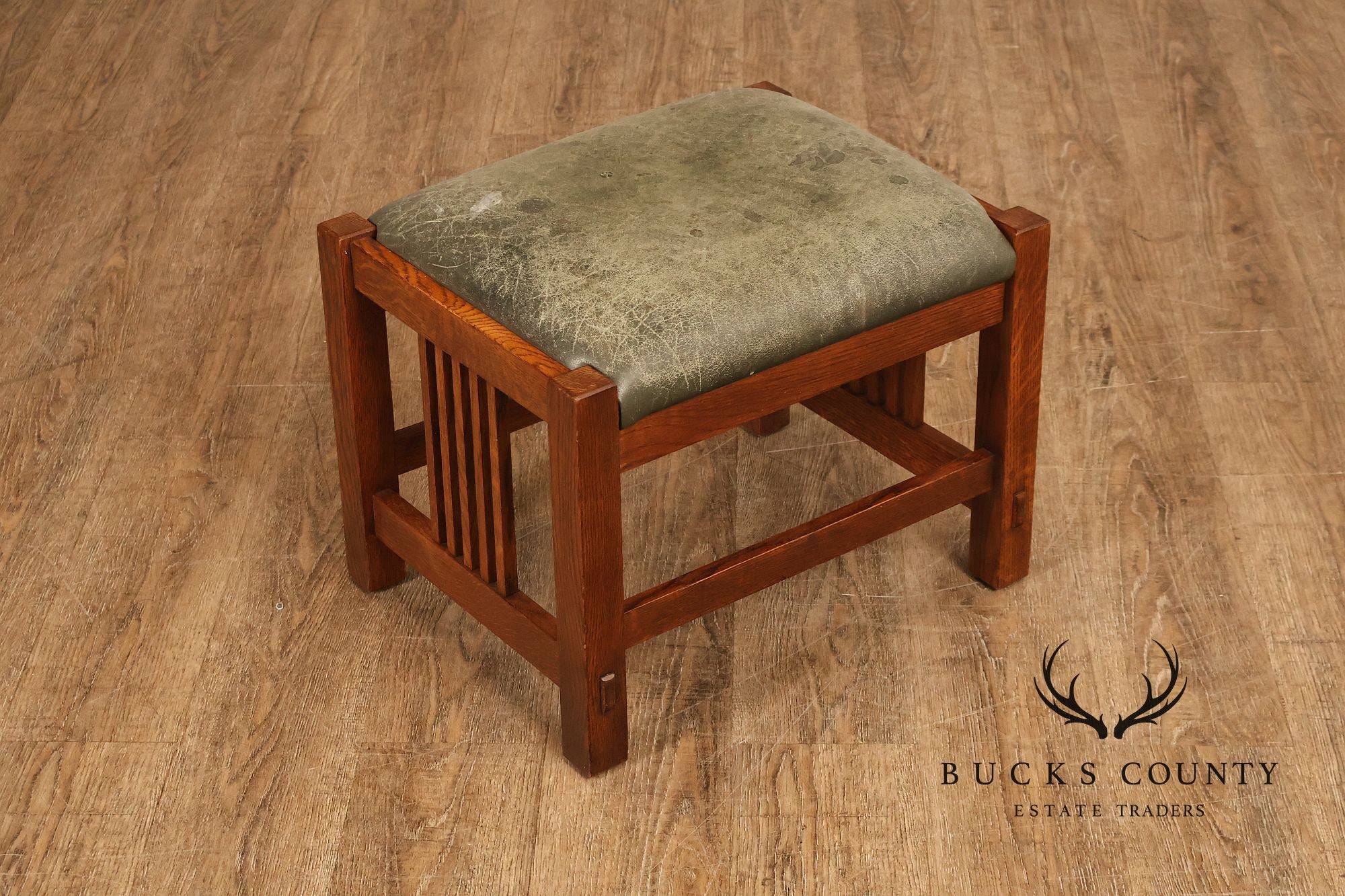 Stickley Mission Collection Oak Bent Arm Morris Chair and Ottoman