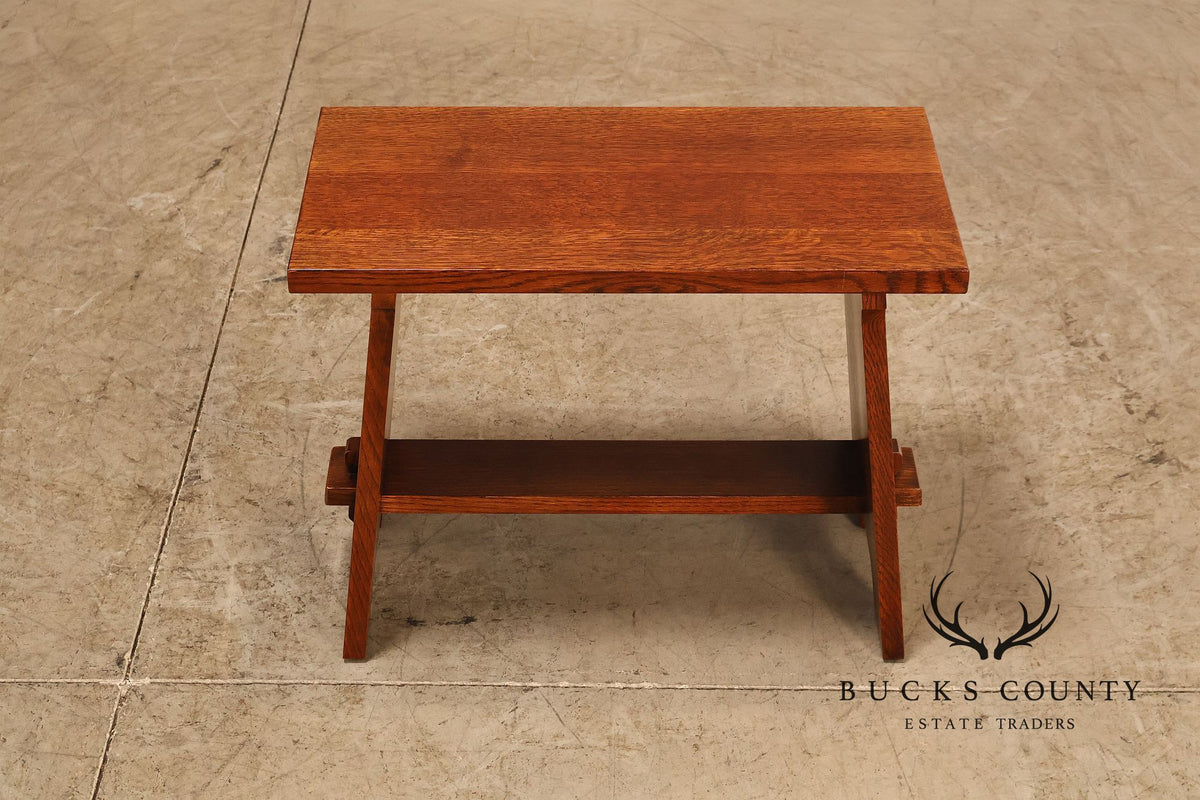 Stickley Mission Collection Pair Of Oak Gustav Stickley Fireside Stools