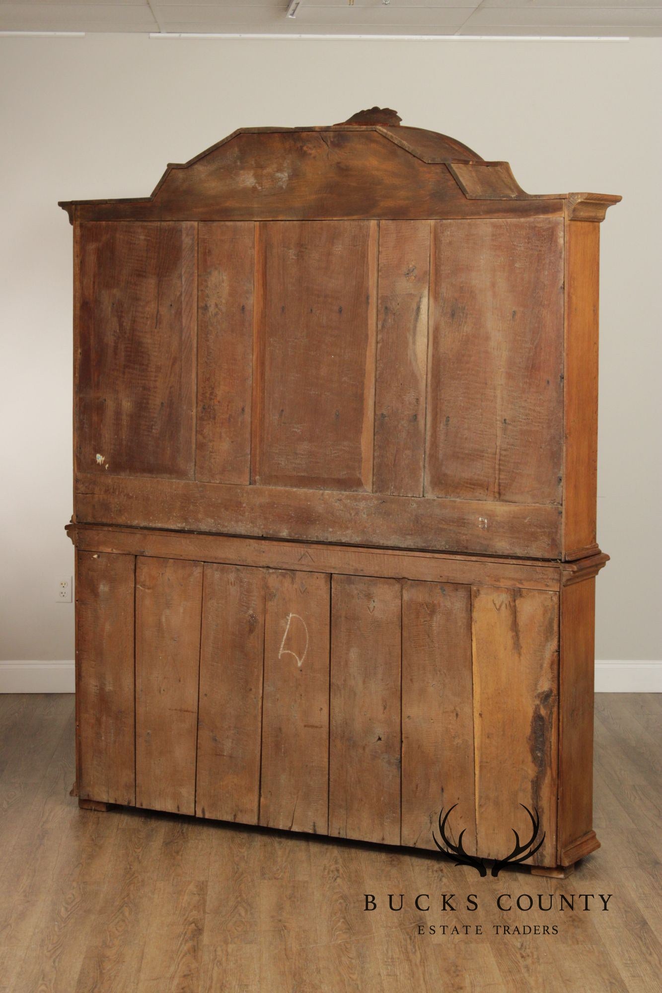 Antique 18th Century German Oak Baroque Vitrine Display Cabinet